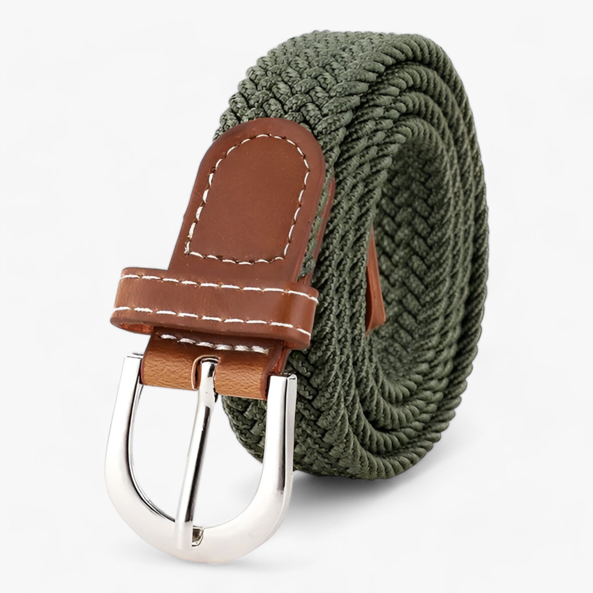 FLEXI | Flettet elastisk bælte - Komfortabelt og stilfuldt - Oliven grøn 105CM - men's fashion - {{ product_tags }