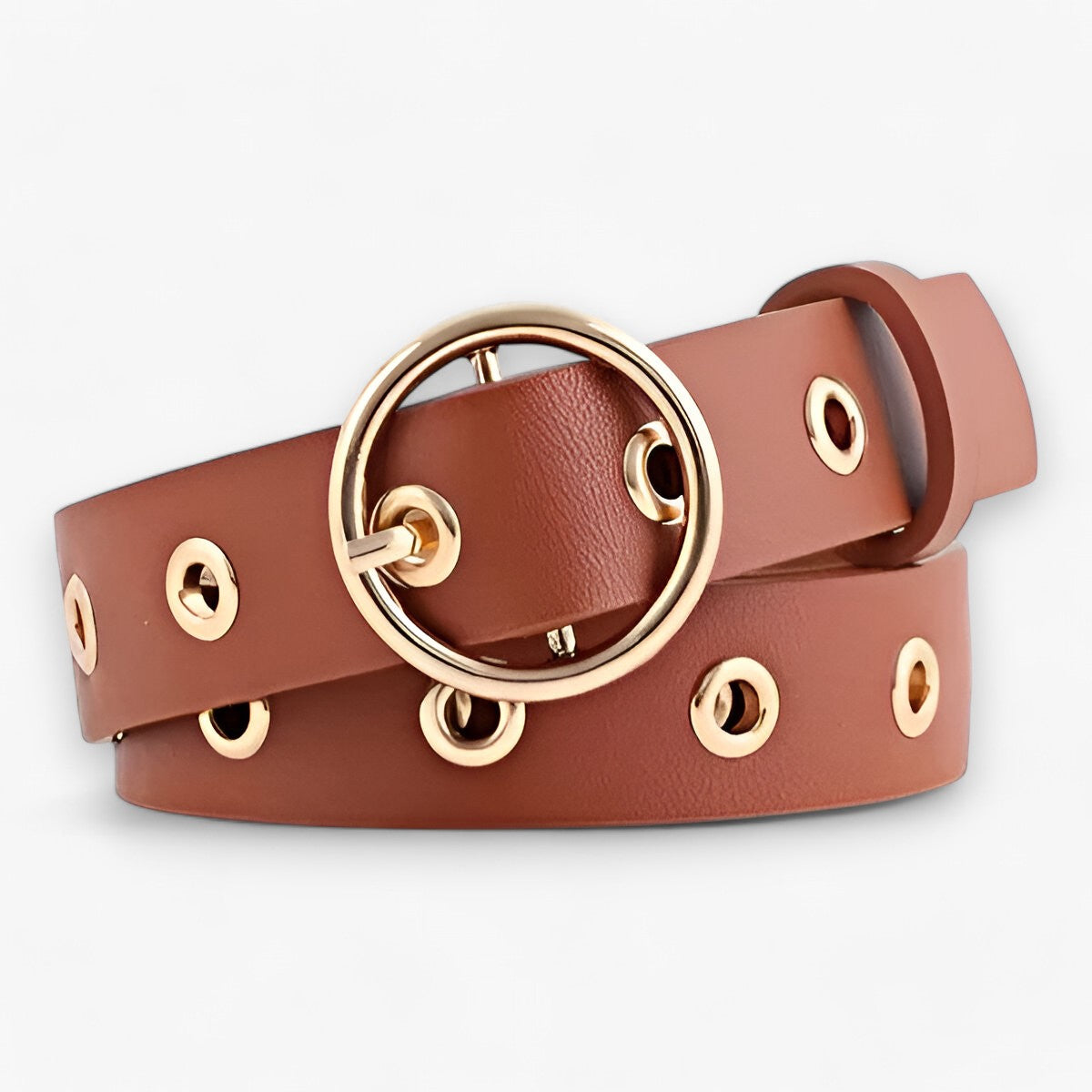 Stil | Læderbælte med Rund Spænde - Klassisk og Raffineret - Kaffe - men's fashion - {{ product_tags }