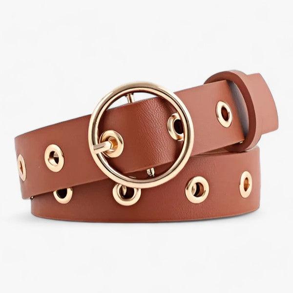Emma | Damebælte med rundt spænde - Brun - women's fashion - {{ product_tags }