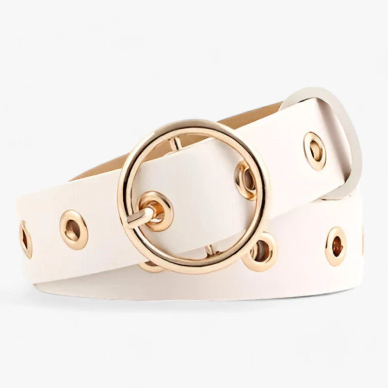Emma | Damebælte med rundt spænde - BLANC - women's fashion - {{ product_tags }