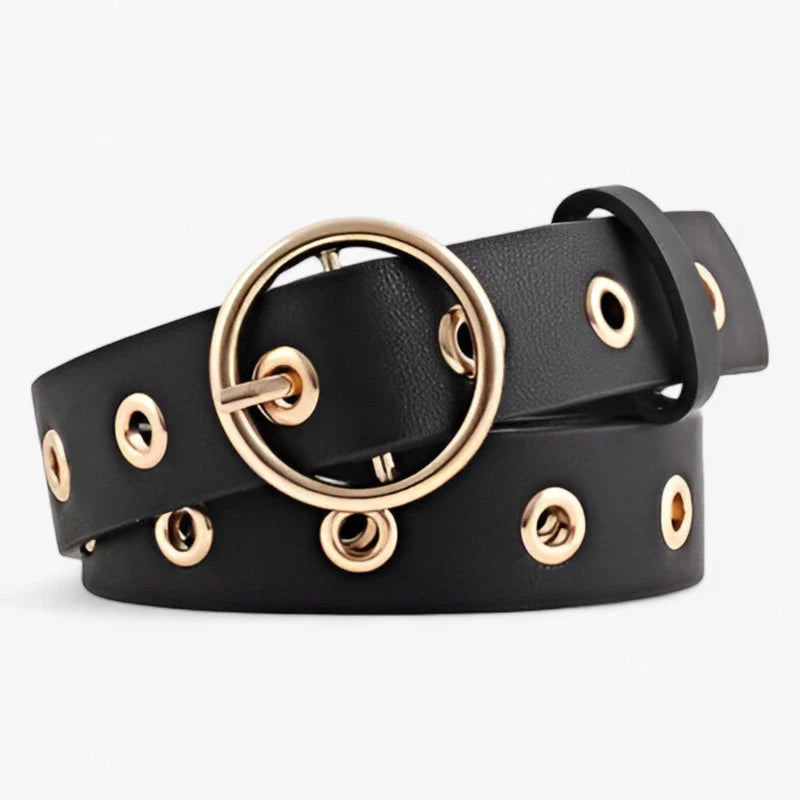 Emma | Damebælte med rundt spænde - Sort - women's fashion - {{ product_tags }