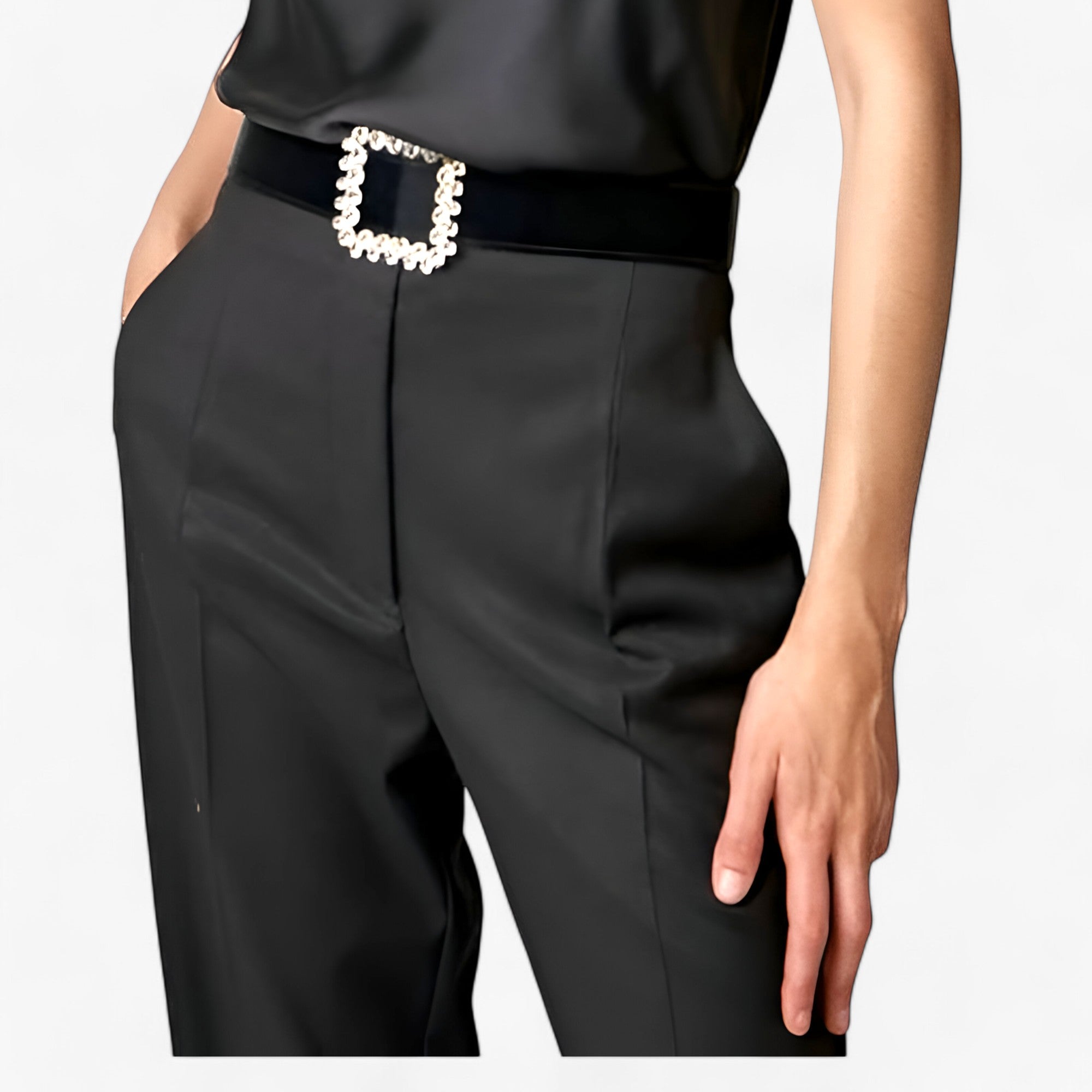 Strass | PU-bælte - Glamourøst med Glitrende Spænde - - women's fashion - {{ product_tags }