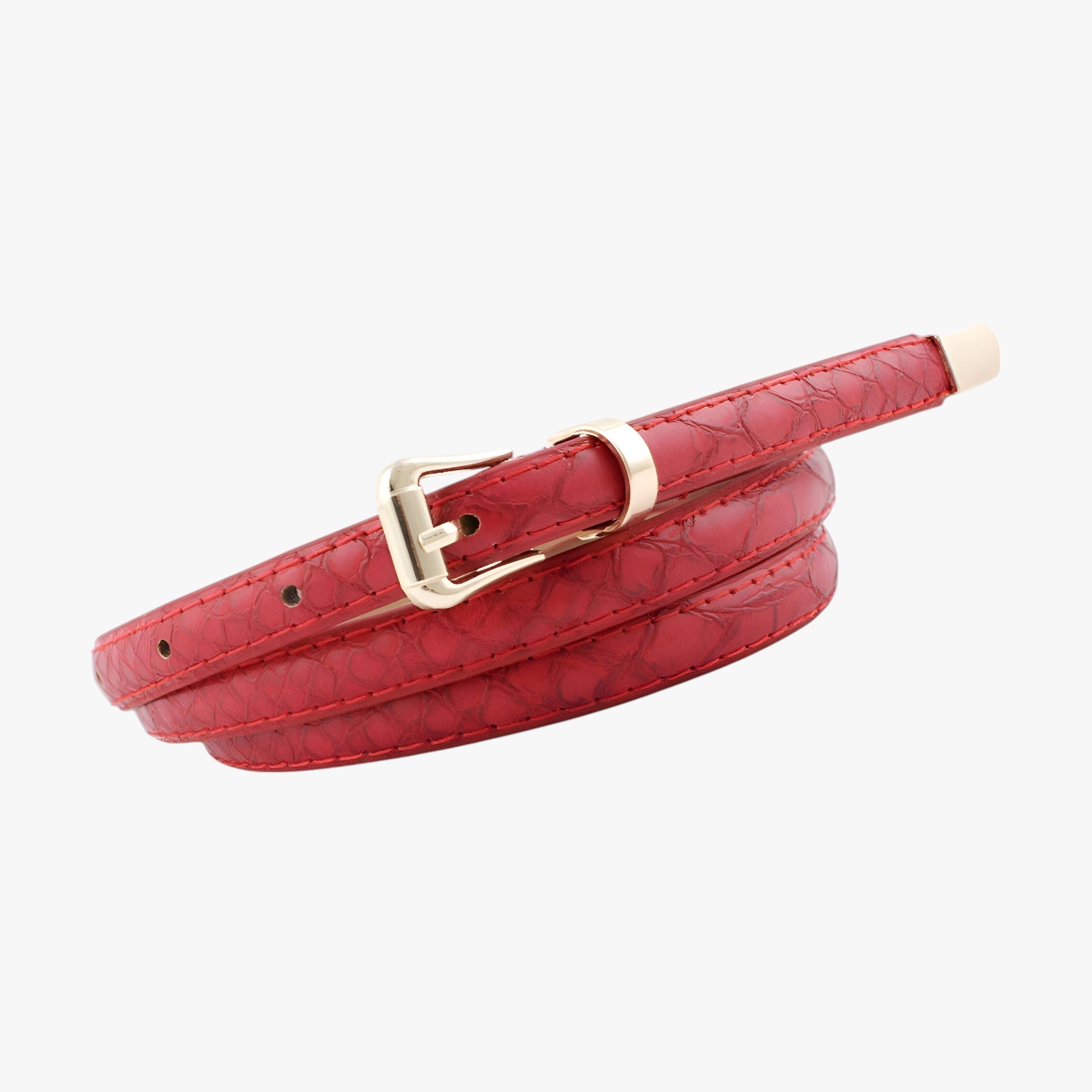 Stilfull | Damernes ormskinnsmønsterbælte - Elegant og trendy - Rød - women's fashion - {{ product_tags }