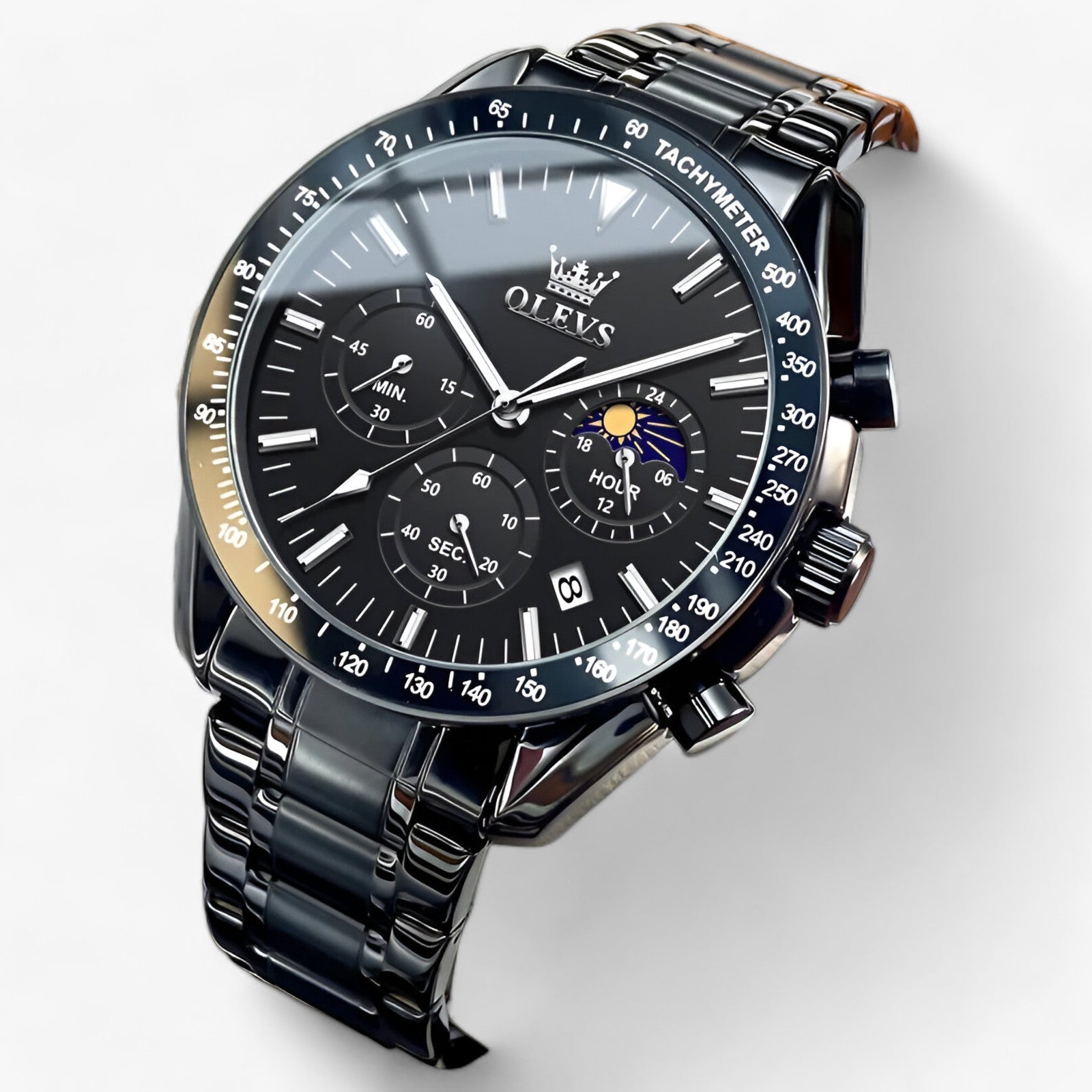 Lunar | Månefase ur - Elegant design møder funktionalitet - Fuldt sort - watches - {{ product_tags }