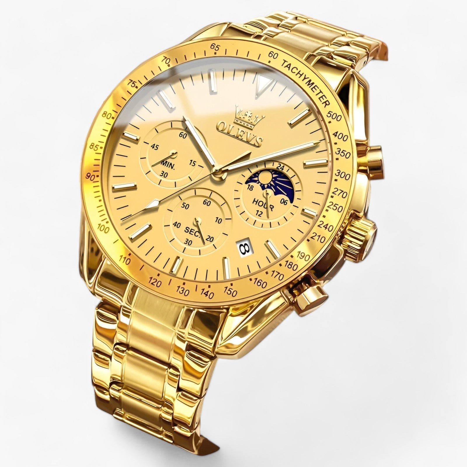 Lunar | Månefase ur - Elegant design møder funktionalitet - Fuldt guld - watches - {{ product_tags }