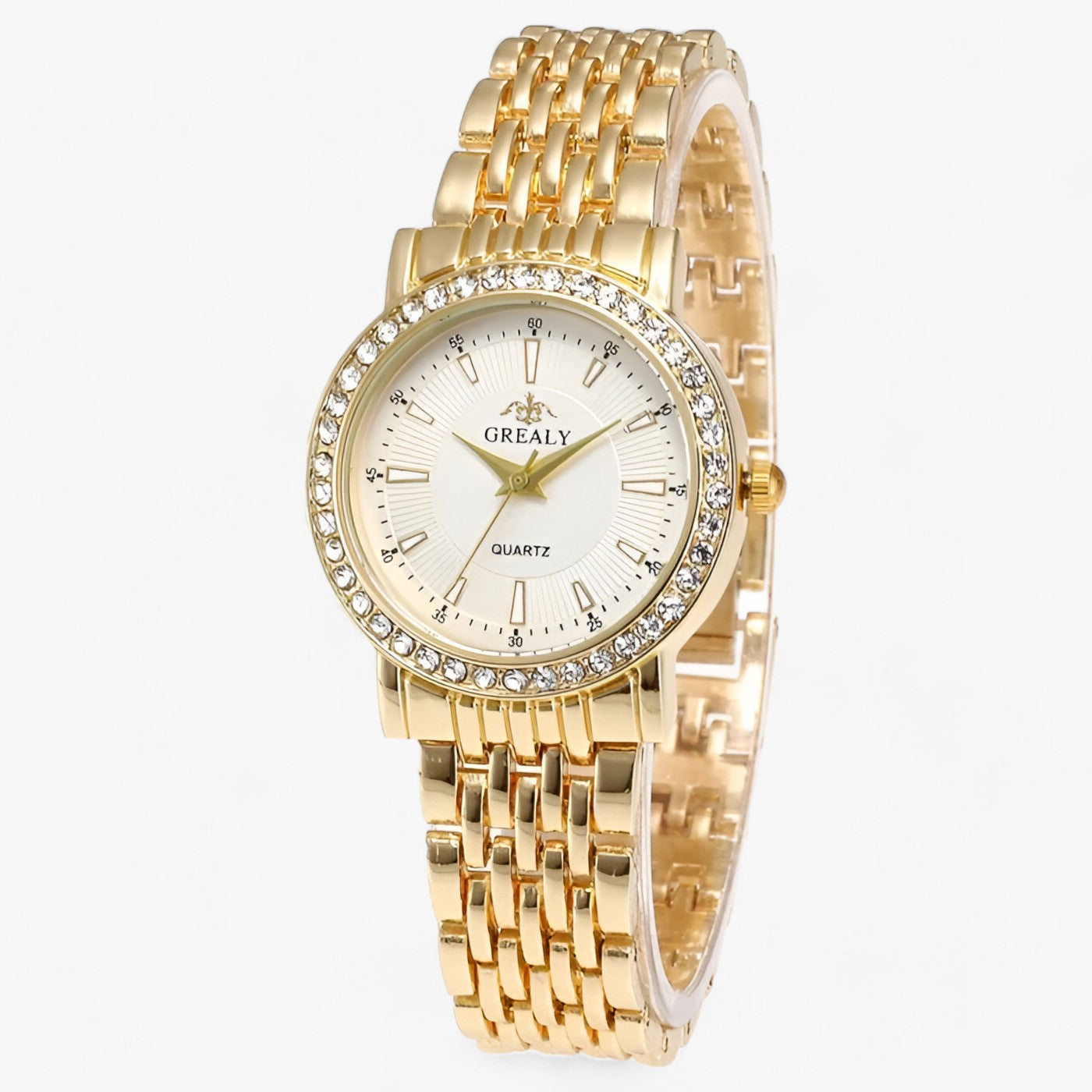 LUXE | Elegant stenbrud i rustfrit stål - perfekt symbiose af stil og præcision - Guld Hvid Lille - watches - {{ product_tags }