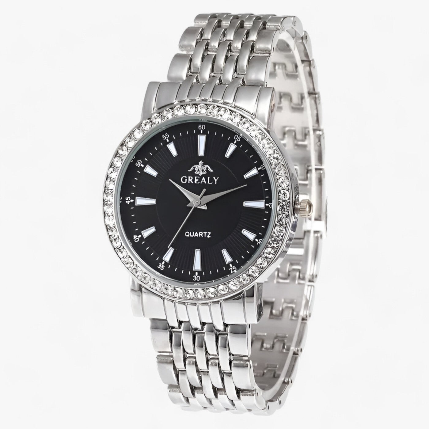 LUXE | Elegant stenbrud i rustfrit stål - perfekt symbiose af stil og præcision - Sølv Sort Stor - watches - {{ product_tags }