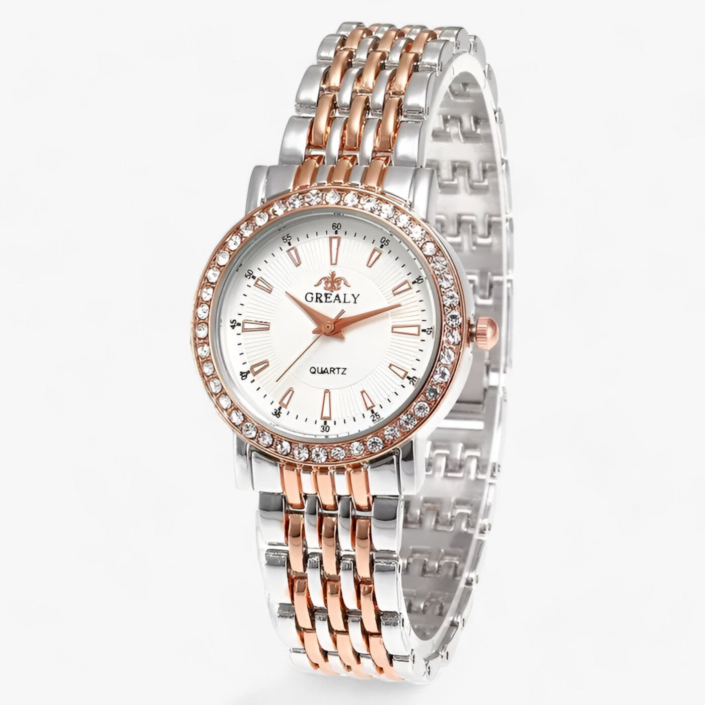 LUXE | Elegant stenbrud i rustfrit stål - perfekt symbiose af stil og præcision - BWRos guldHvidLille - watches - {{ product_tags }