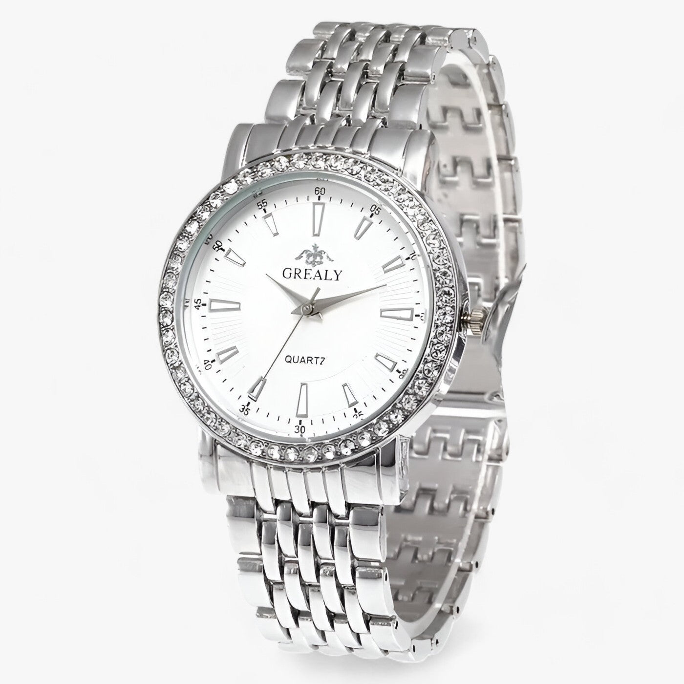 LUXE | Elegant stenbrud i rustfrit stål - perfekt symbiose af stil og præcision - Sølv hvid stor - watches - {{ product_tags }