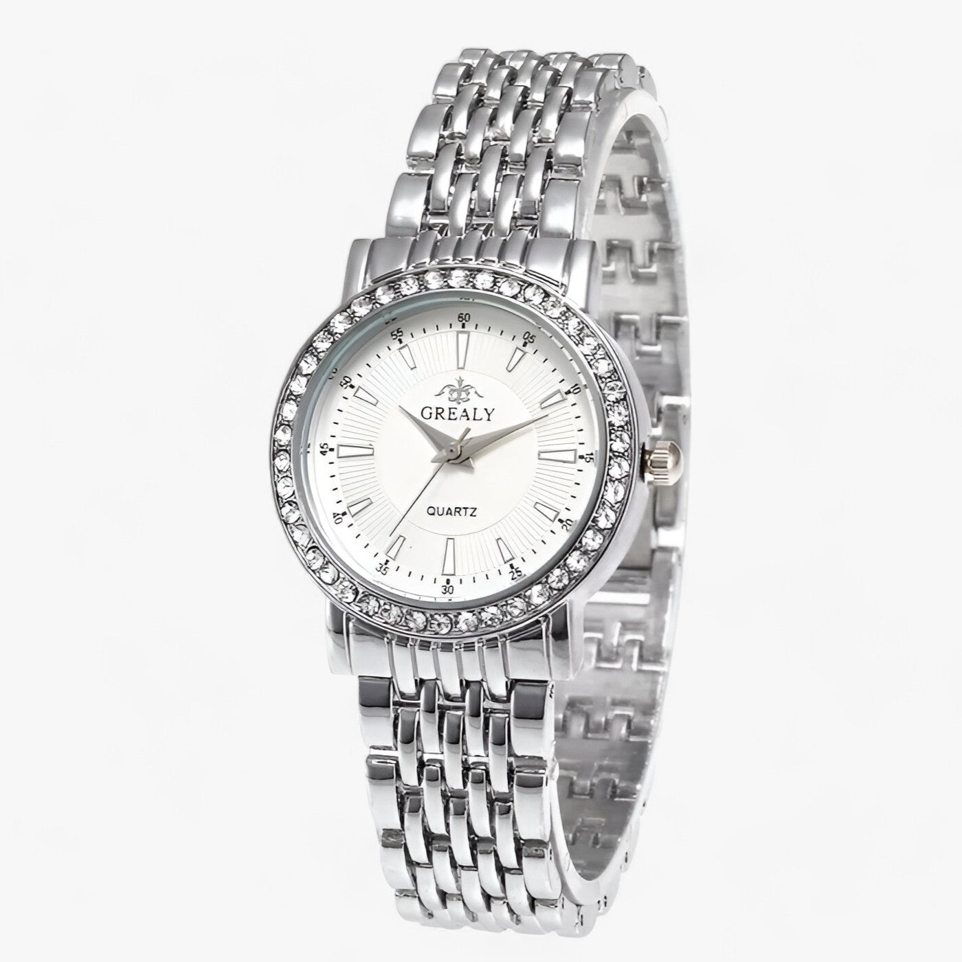 LUXE | Elegant stenbrud i rustfrit stål - perfekt symbiose af stil og præcision - Sølv Hvid Lille - watches - {{ product_tags }
