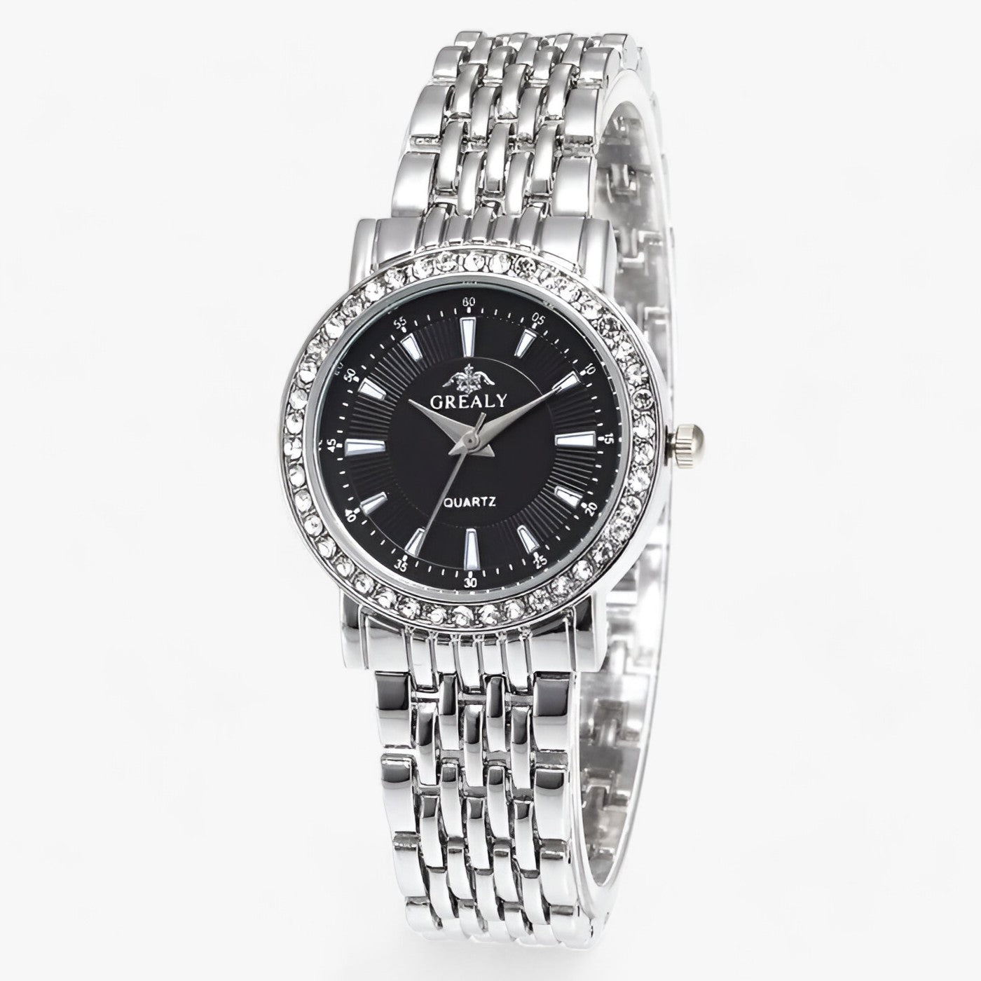 LUXE | Elegant stenbrud i rustfrit stål - perfekt symbiose af stil og præcision - Sølv Sort Lille - watches - {{ product_tags }