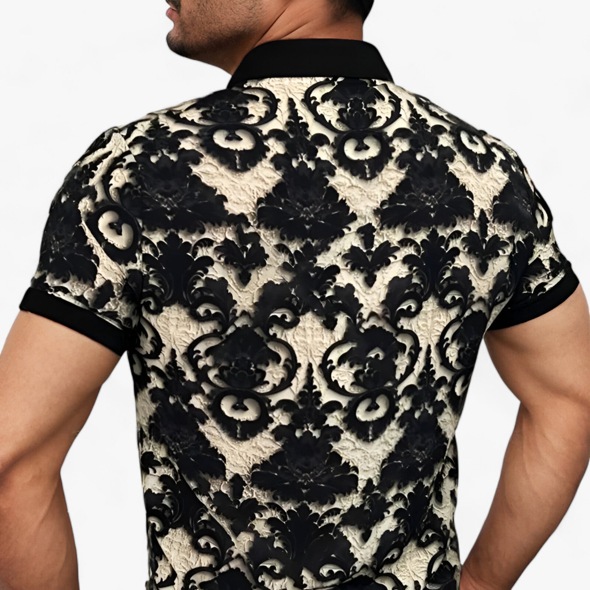 CoolFit | Strækstående krave skjorte med 3D-blomstertryk - Moderne design med komfort - - men's fashion - {{ product_tags }