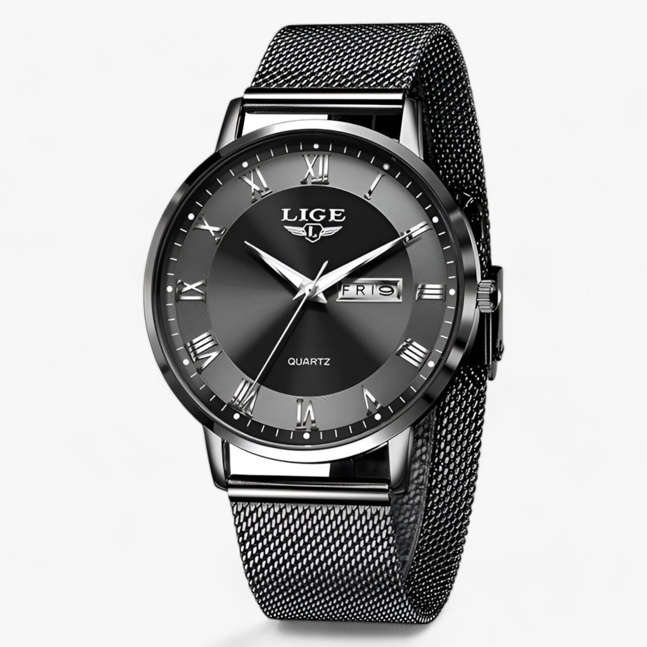 LINA - Stål-Mesh Ur - Raffineret tidsmåler til daglig brug - Alt sort - watches - {{ product_tags }