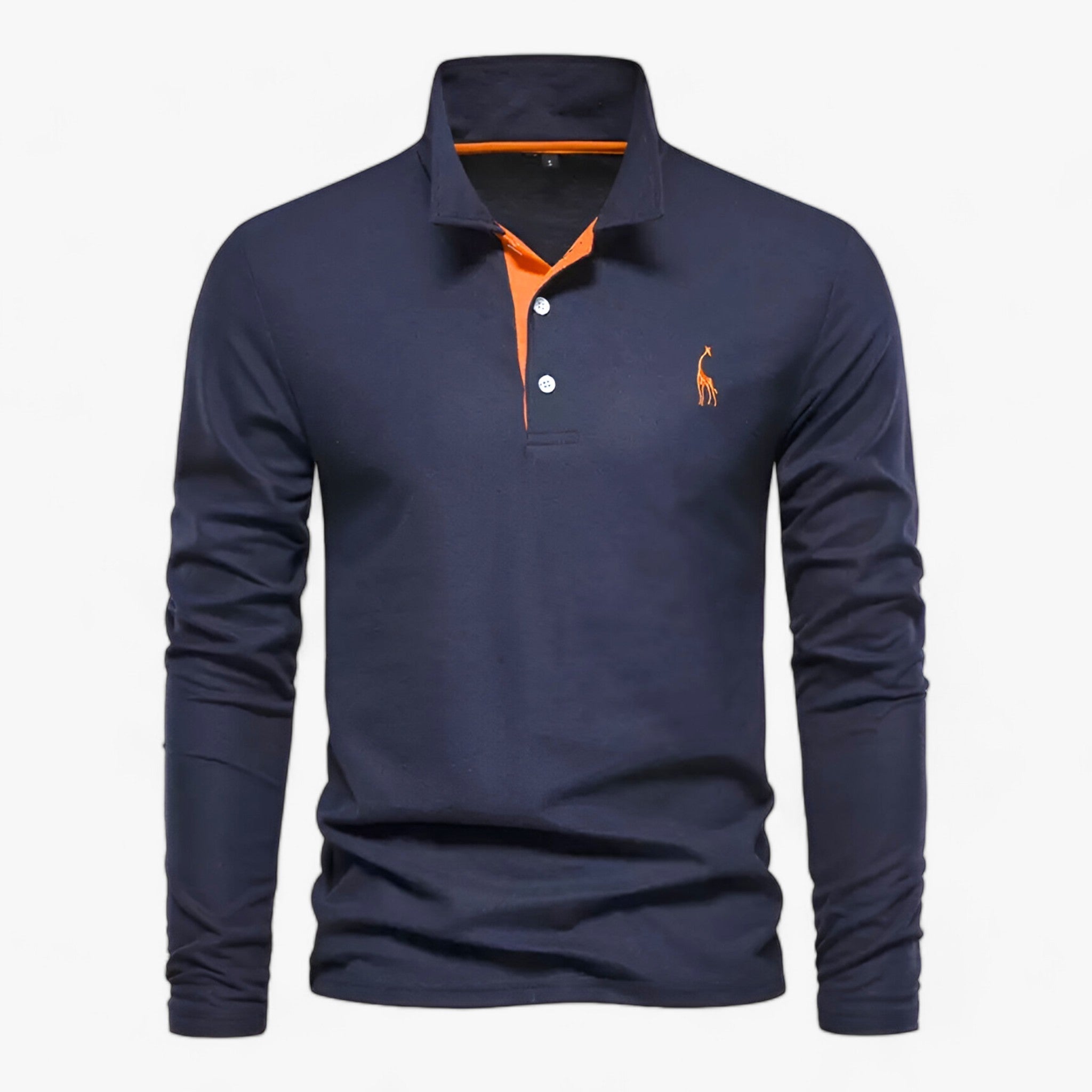 Ethan | Broderet Poloshirt - Perfekt til afslappede og formelle lejligheder - Marineblå-Orange - men's fashion - {{ product_tags }