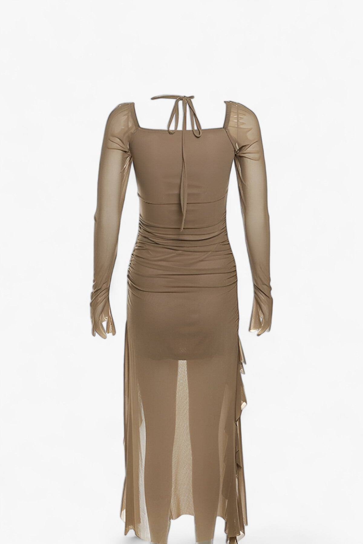 Mesh | Rynket Midi Kjole - Graciøs & Trendy - - Mesh | Rynket Midi Kjole - Graciøs & Trendy- €25 - {{ product_tags }