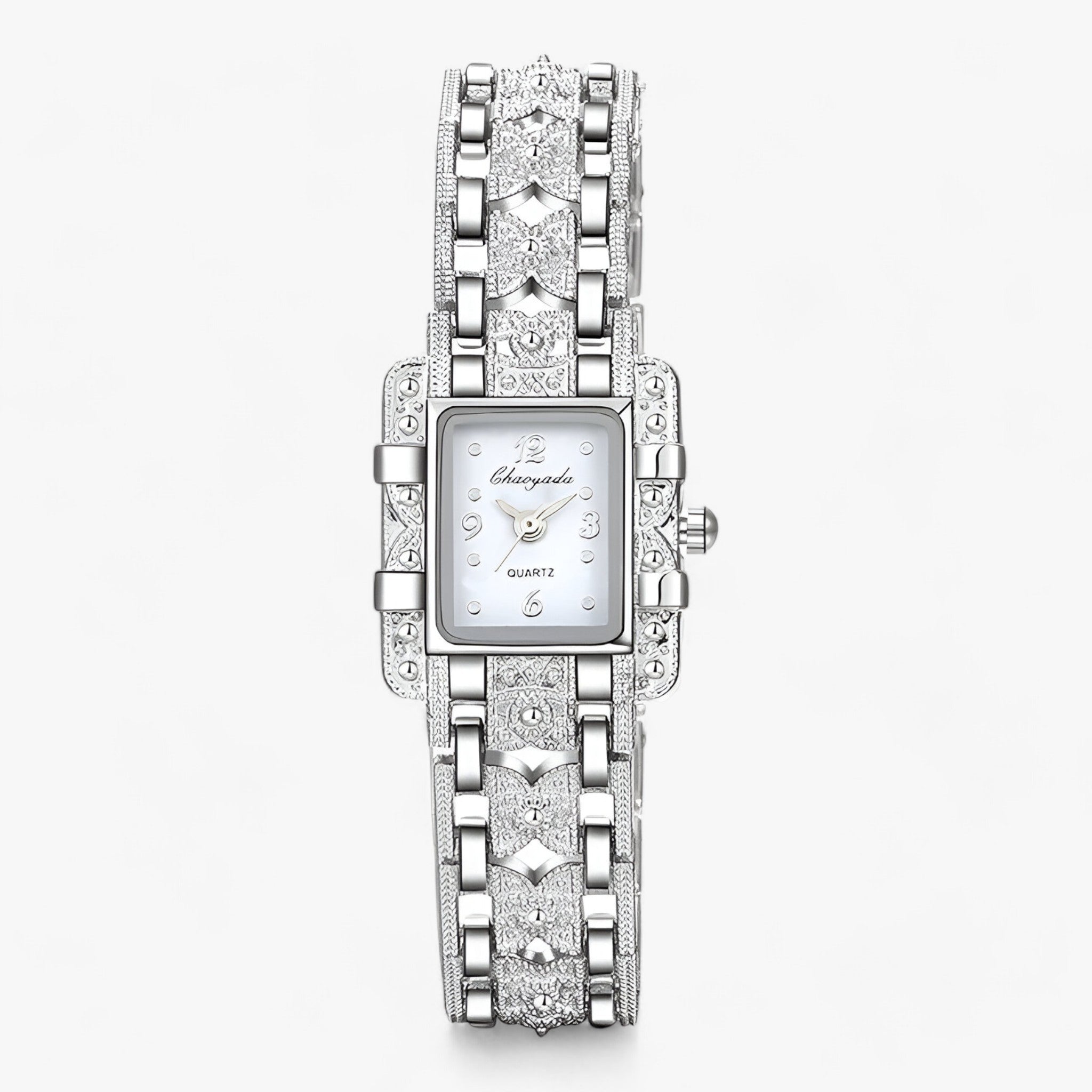 Adriana | Armbåndsur med rektangulær urskive og krystaller - Moderne og elegant til kvinder - Hvid - watches - {{ product_tags }