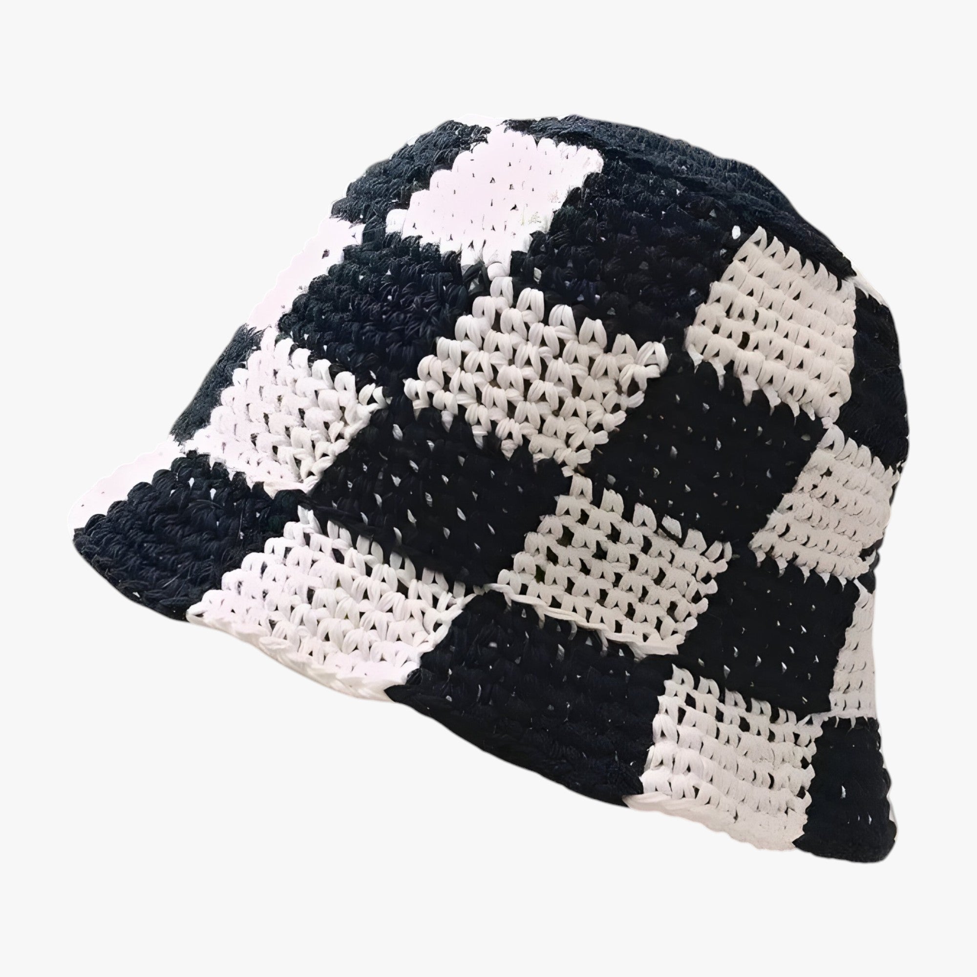 EVA - Håndstrikket fiskesko til kvinder med ternet mønster - Sort og hvid Een maat - women's fashion - {{ product_tags }
