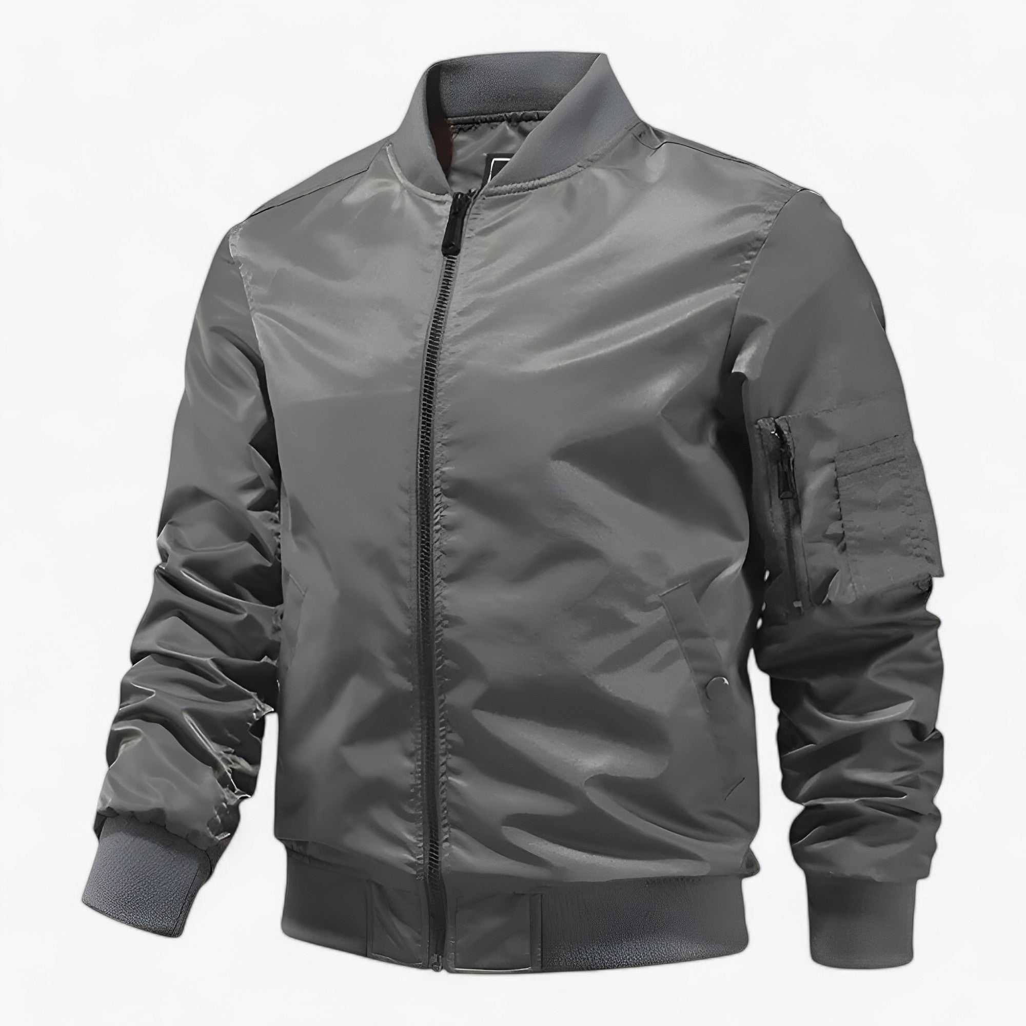 Aero | Pilotjakke Herre - Ståkrave Flyverjakke Enfarvet - Grå - Aero | Pilotjakke Herre - Ståkrave Flyverjakke Enfarvet- €25 - {{ product_tags }