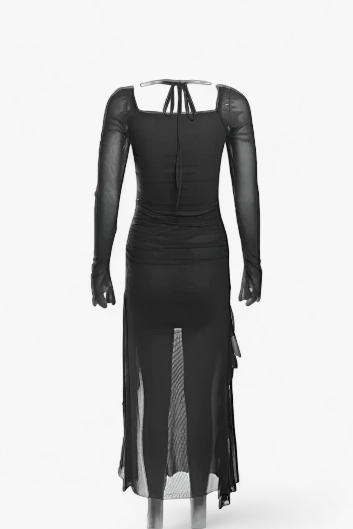 Mesh | Rynket Midi Kjole - Graciøs & Trendy - Sort - Mesh | Rynket Midi Kjole - Graciøs & Trendy- €25 - {{ product_tags }