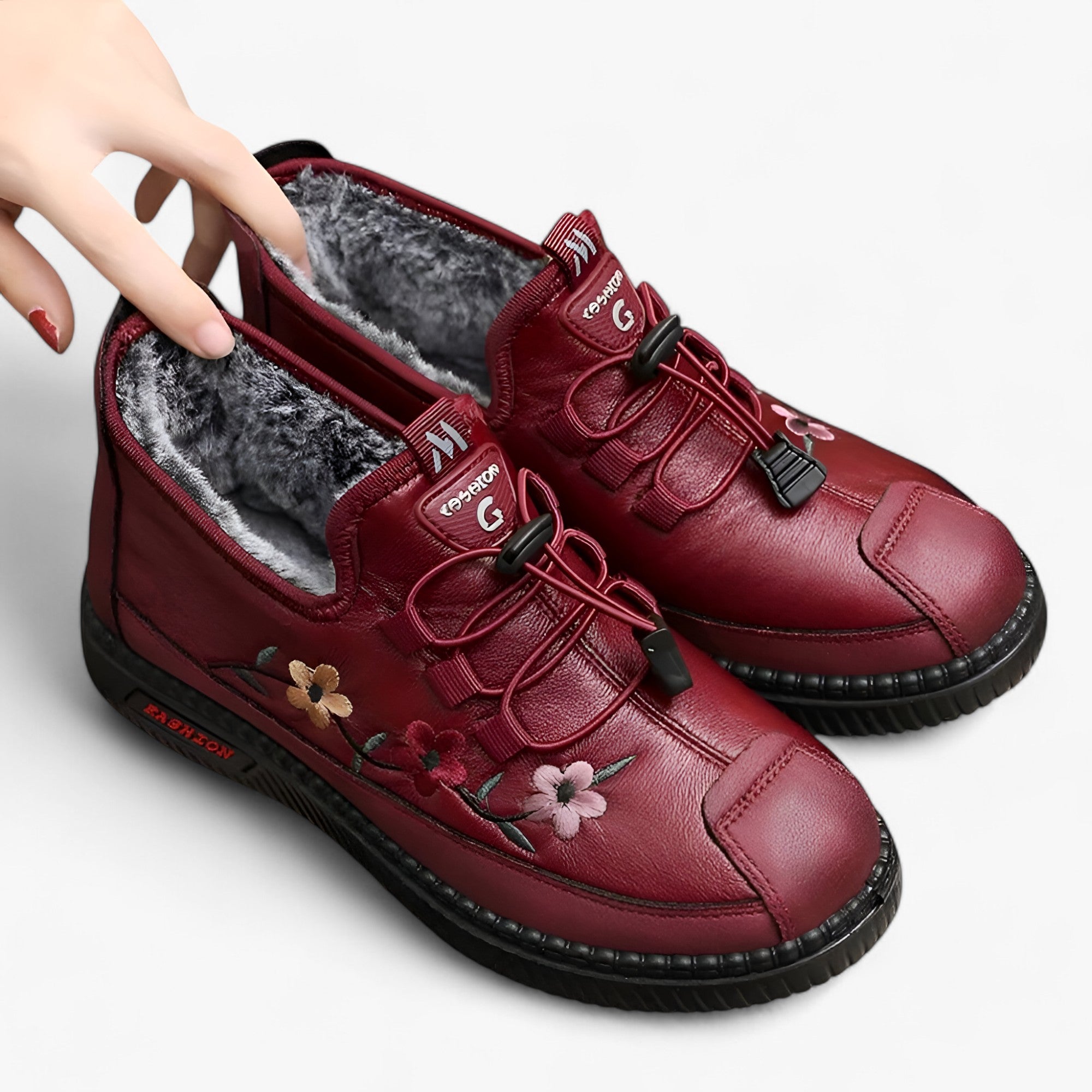 Grace | Lædermokkasiner med pels - Blød varme for komfort til ældre mennesker - - shoes - {{ product_tags }