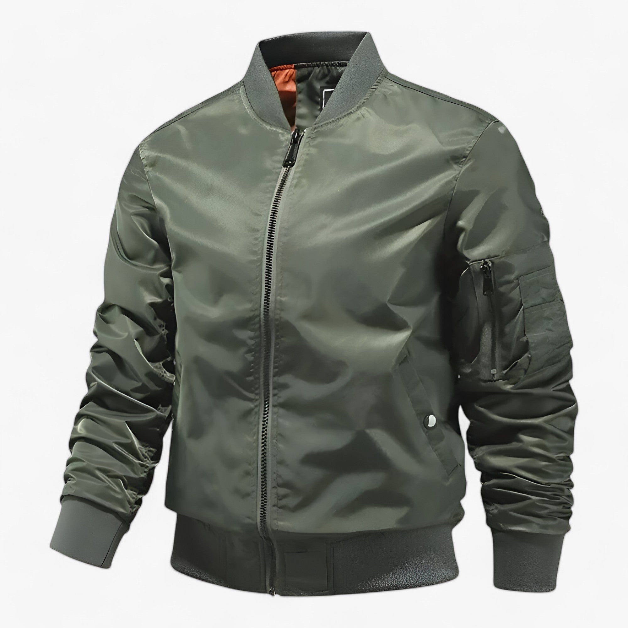 Aero | Pilotjakke Herre - Ståkrave Flyverjakke Enfarvet - Olivengrøn - Aero | Pilotjakke Herre - Ståkrave Flyverjakke Enfarvet- €25 - {{ product_tags }