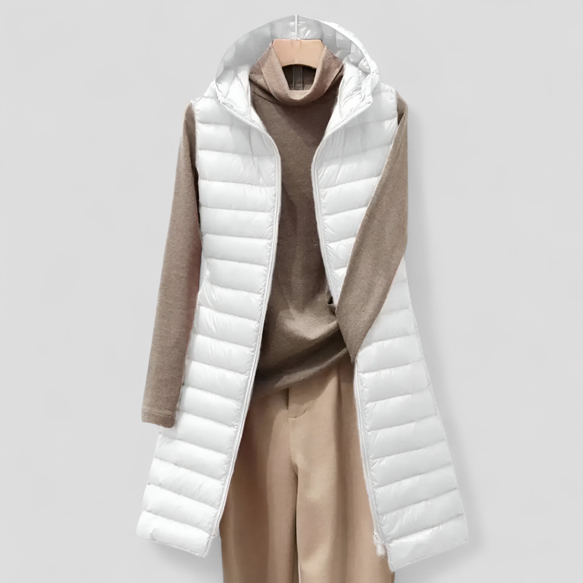 Celeste | Gilet frakke til kvinder - Behagelig varme mellemlang - Hvid - women's fashion - {{ product_tags }