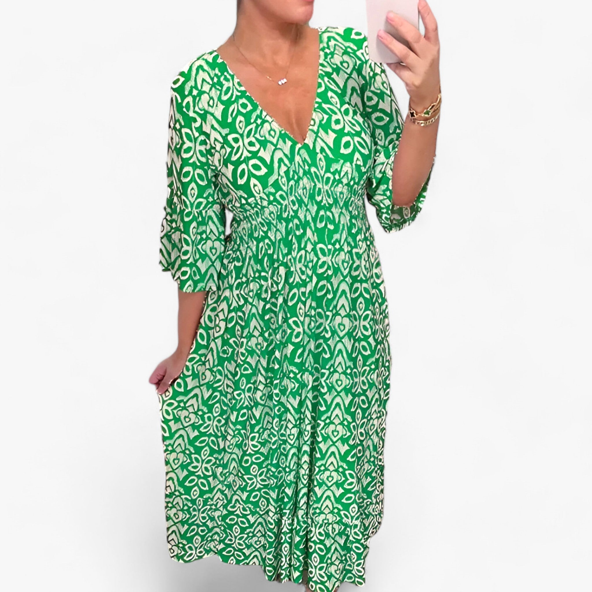 Flora | Stort blomstret V-halskjole - Perfekt til strandferier - - women's fashion - {{ product_tags }
