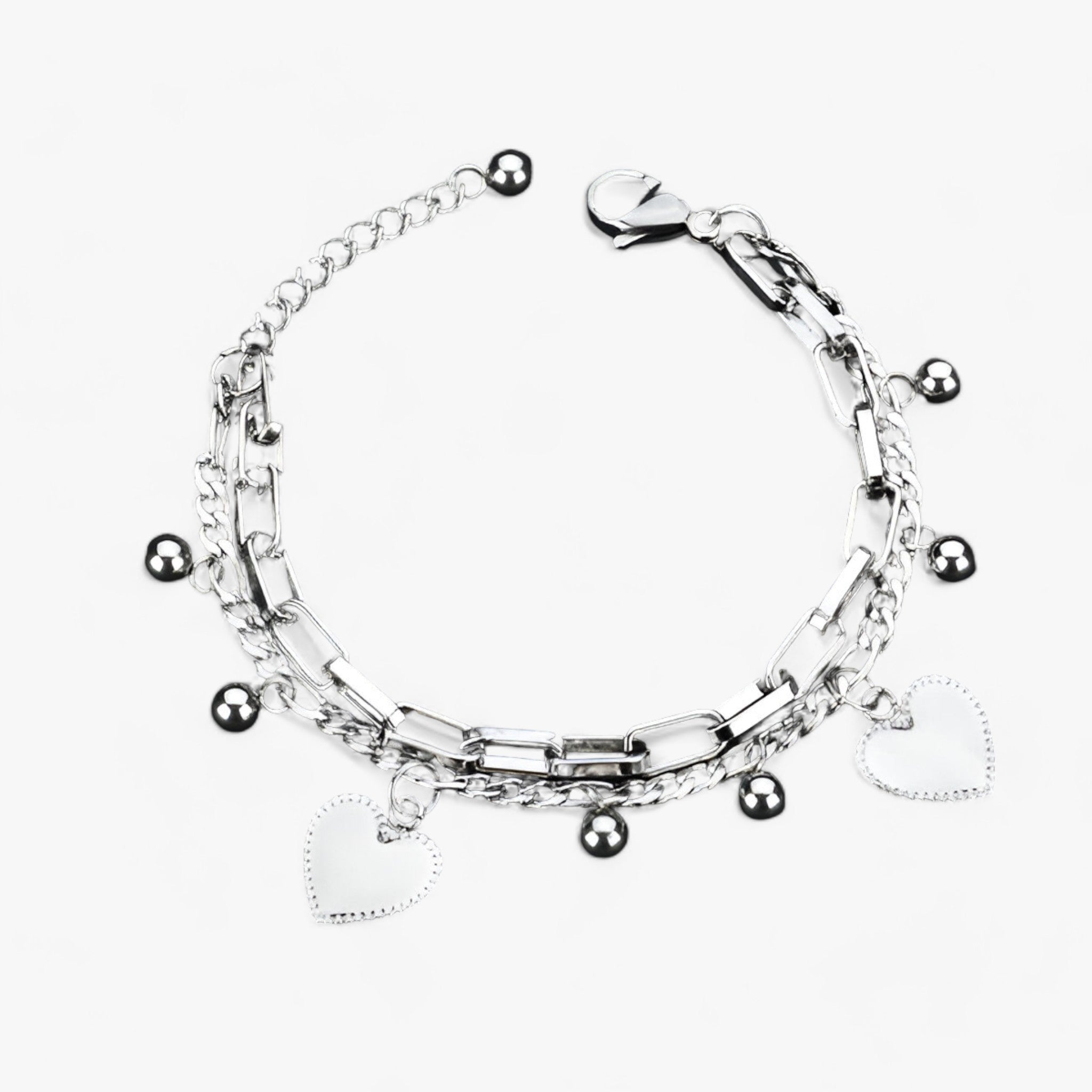 AMORE - Hjerte-charms-armbånd - Elegant symbol på kærlighed - Sølv 16cm-21cm - women's fashion - {{ product_tags }