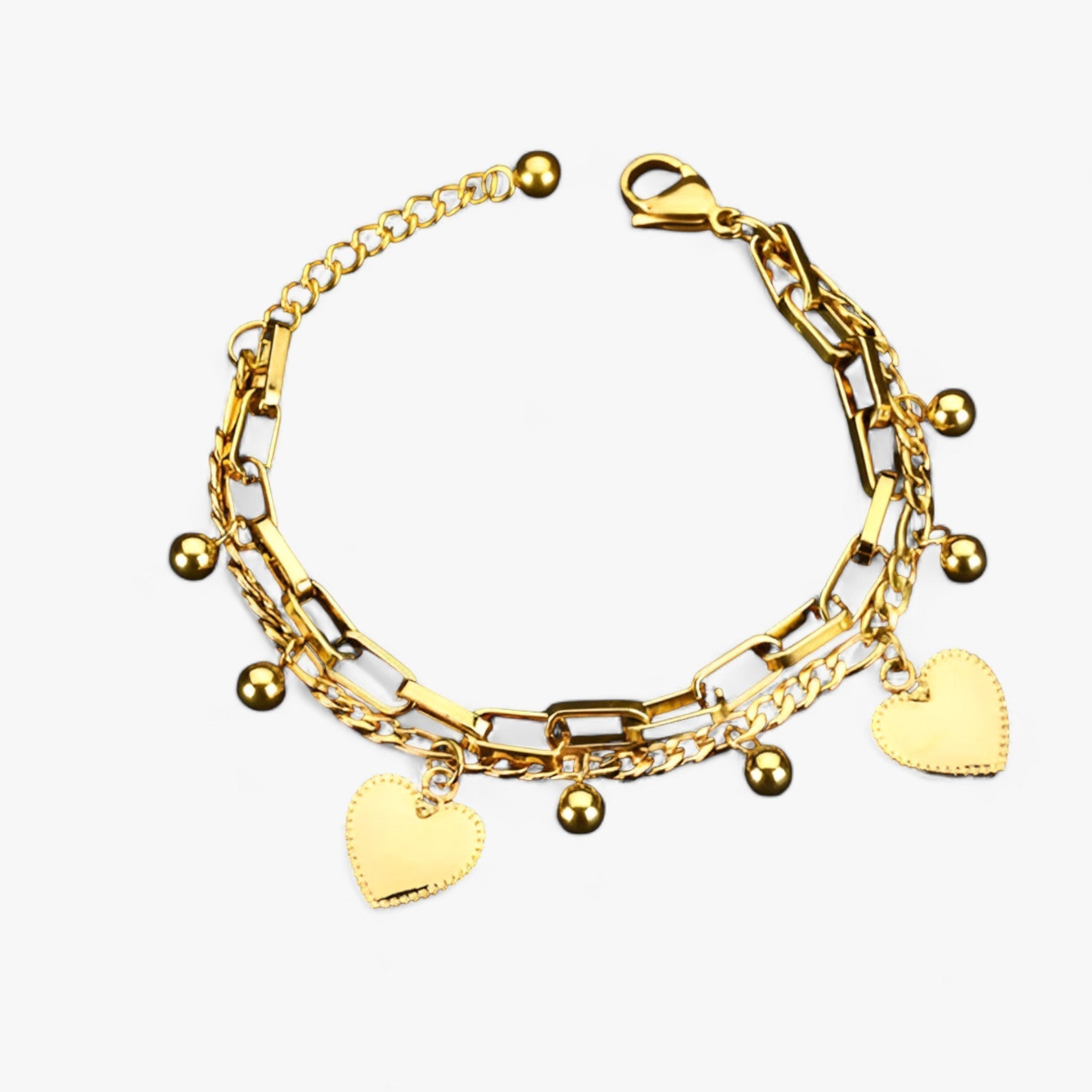AMORE - Hjerte-charms-armbånd - Elegant symbol på kærlighed - Guld 16cm-21cm - women's fashion - {{ product_tags }