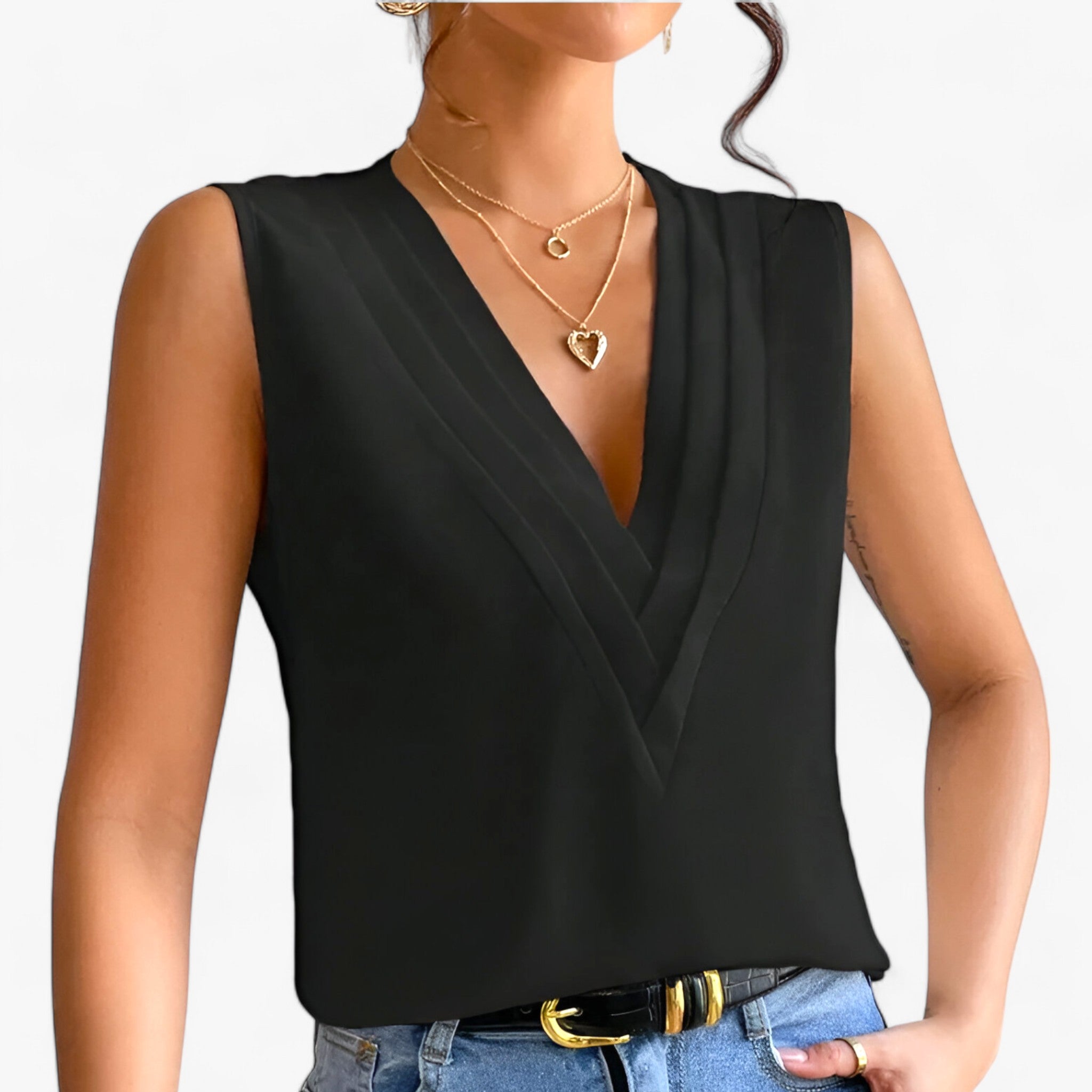 Lieselotte | Ærmeløs Bluse - Til en komfortabel og afslappet stil - Sort - women's fashion - {{ product_tags }