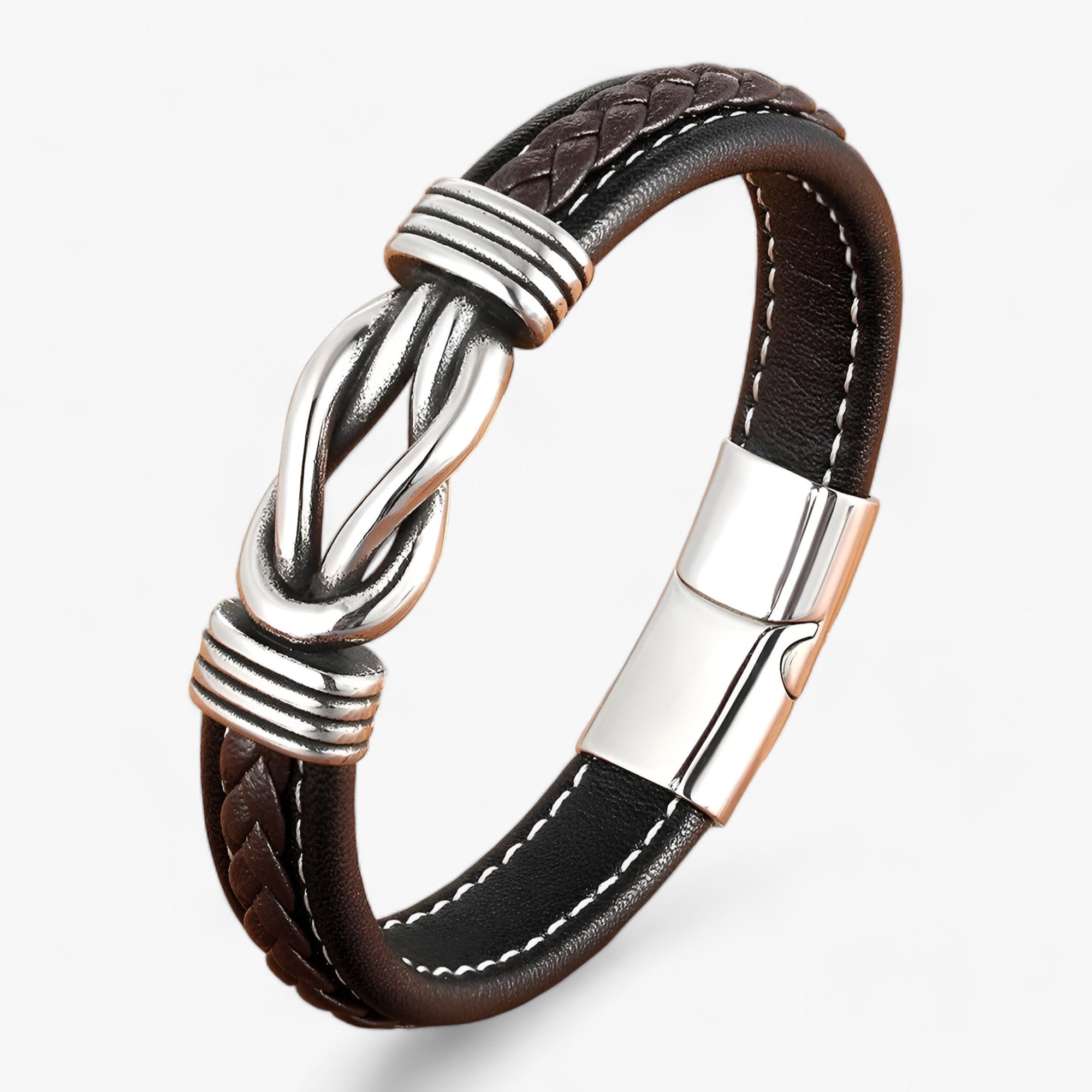 Ægte læderarmbånd - Elegance og robusthed kombineret - Sort med kaffe - Ægte læderarmbånd - Elegance og robusthed kombineret - €25 - {{ product_tags }