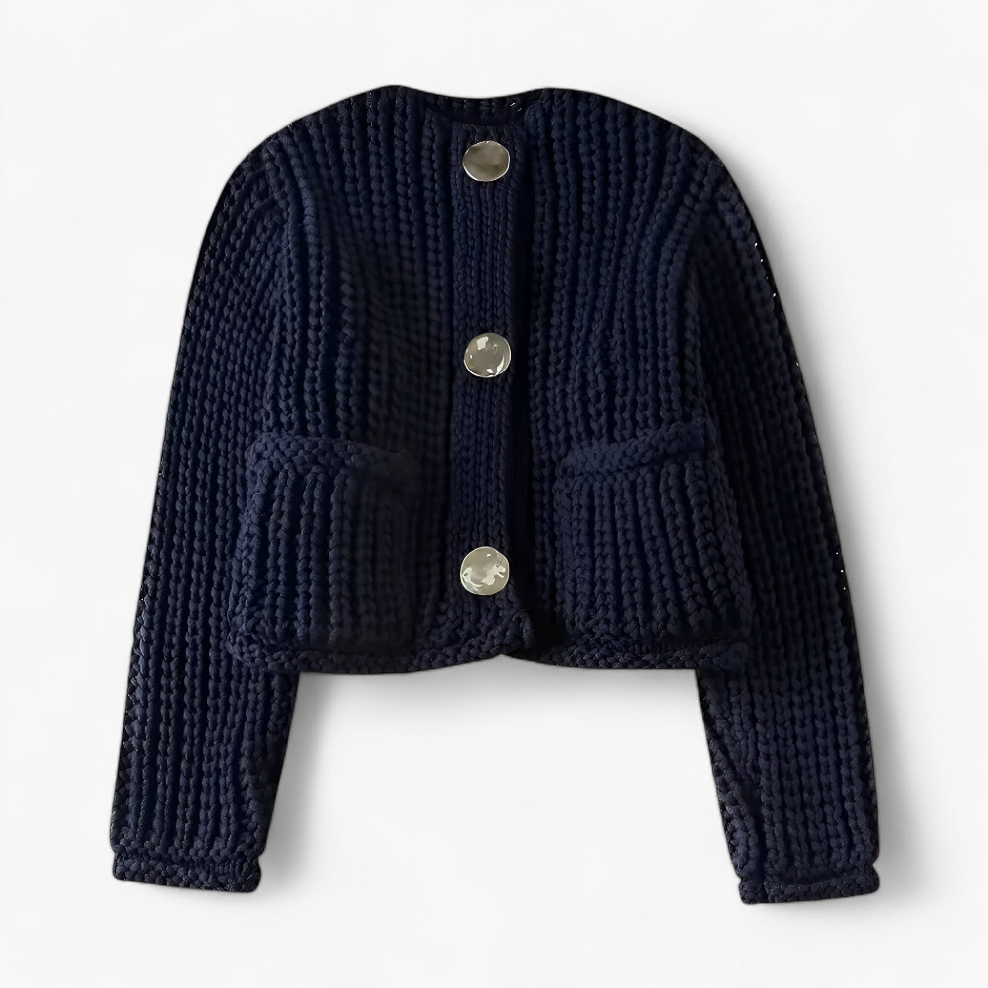 OLI | Elegant strikket jakke forår-efterår – Klassisk cardigan-stil til alle lejligheder - Blå En størrelse - women's fashion - {{ product_tags }
