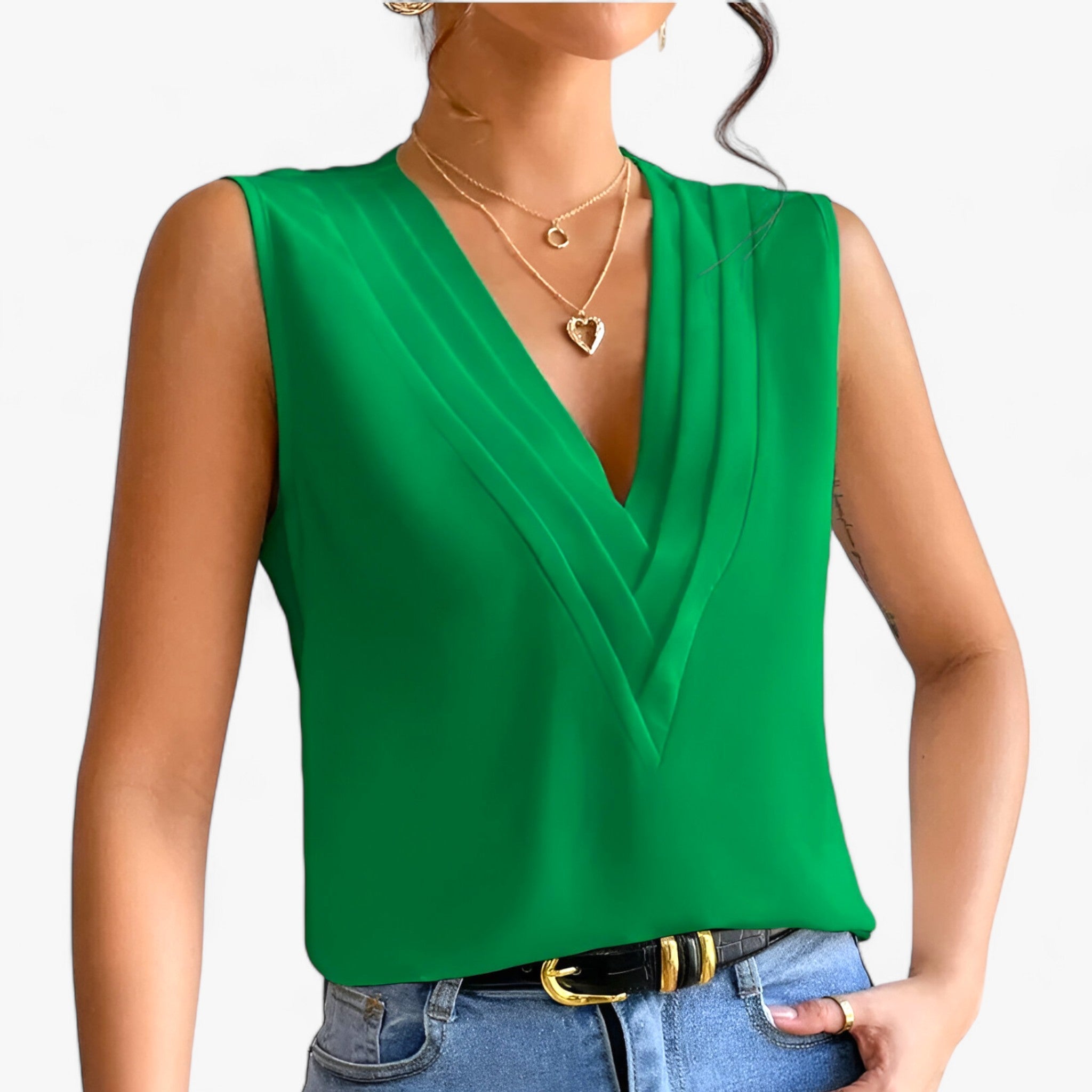 Lieselotte | Ærmeløs Bluse - Til en komfortabel og afslappet stil - Grøn - women's fashion - {{ product_tags }