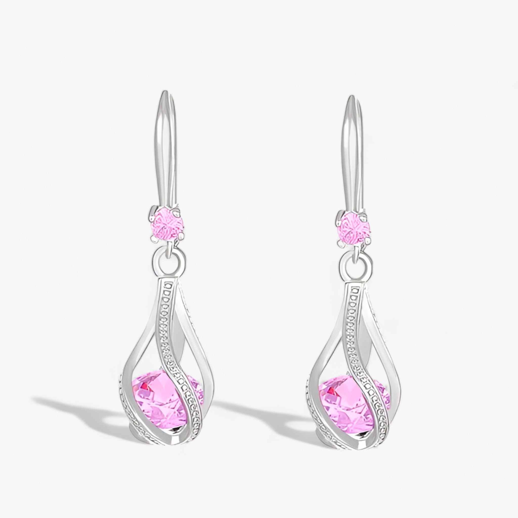 LUXE | Sølvøreringe - Forbedr dit look med glitrende krystaller - Rosa - women's fashion - {{ product_tags }