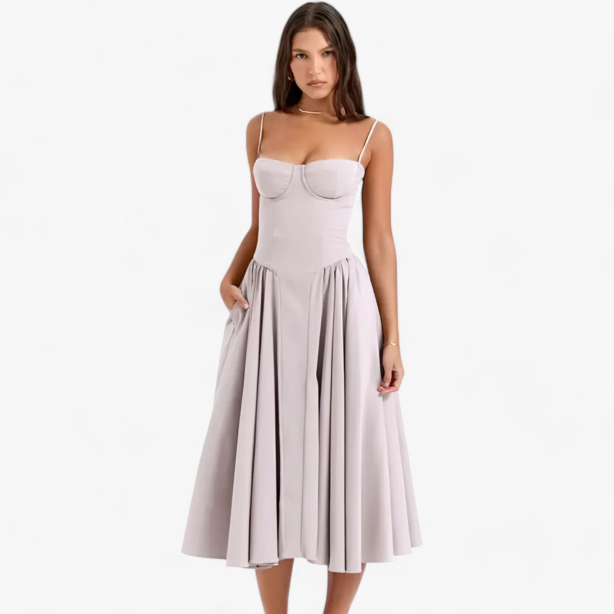 Solana | Korsetkjole - Tidsløs Elegance - Lys grå - women's fashion - {{ product_tags }