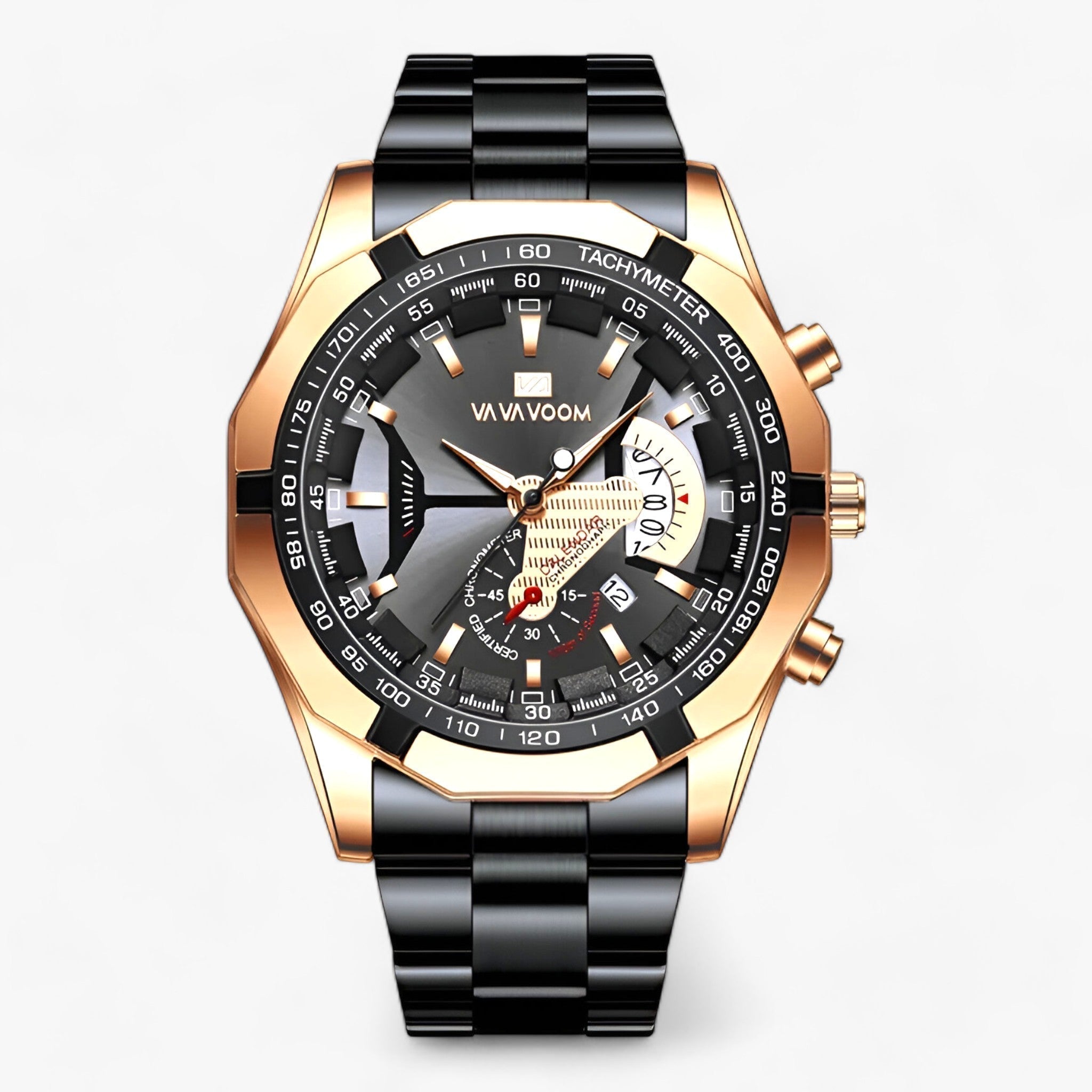 BRONZ | Sportur - Præcision og stil i kombination - Rosa Guld Sort - watches - {{ product_tags }