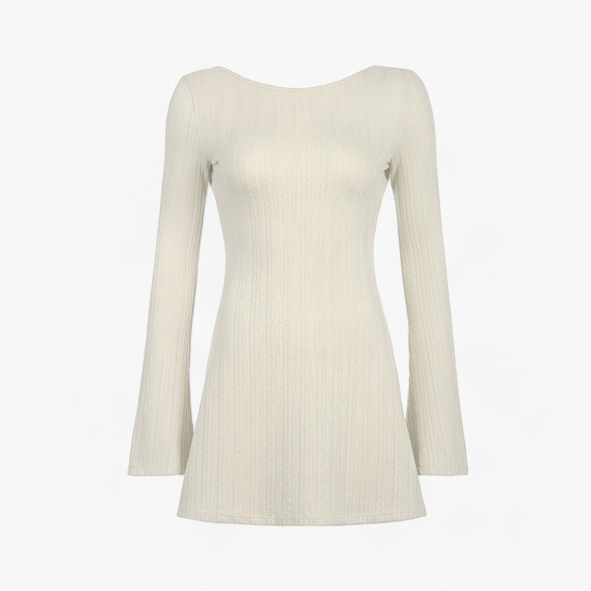 Eleganza | Strikket kjole - Alsidig stil til alle lejligheder - Cremehvid - women's fashion - {{ product_tags }