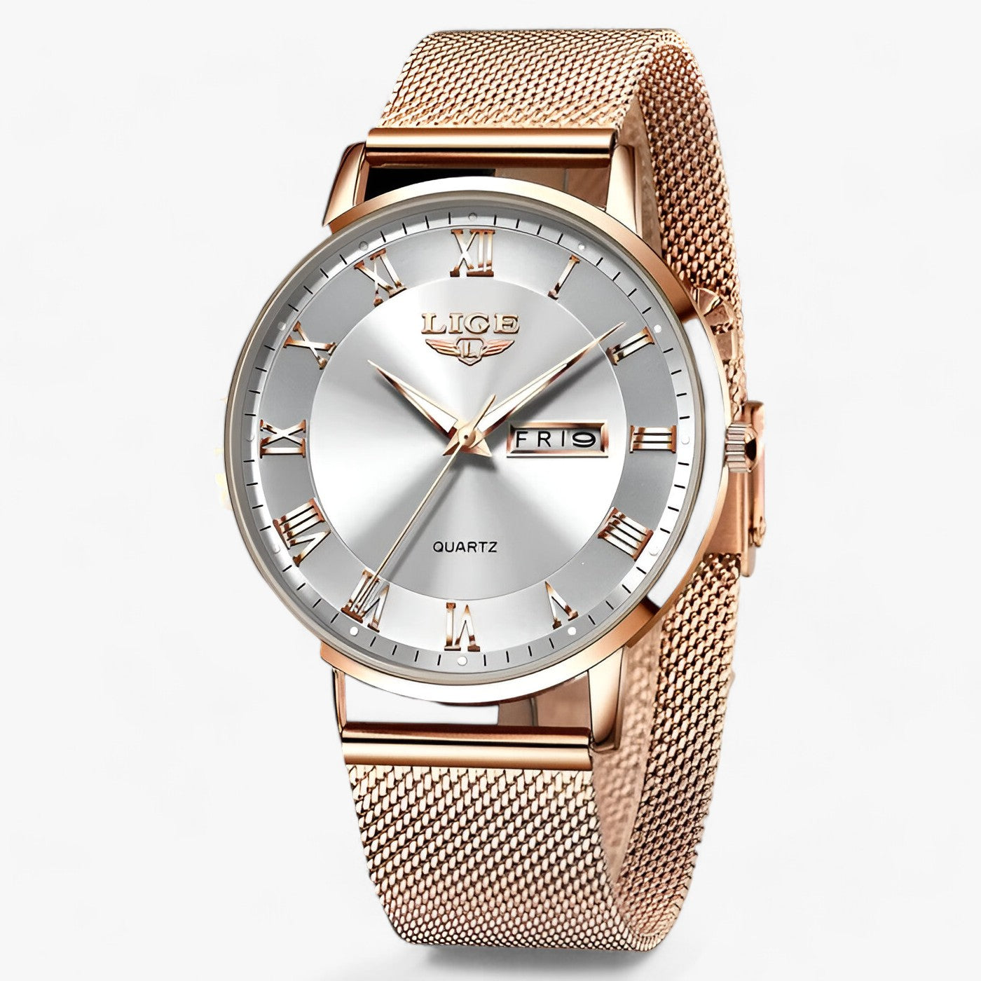 LINA - Stål-Mesh Ur - Raffineret tidsmåler til daglig brug - Roséguld hvid - watches - {{ product_tags }