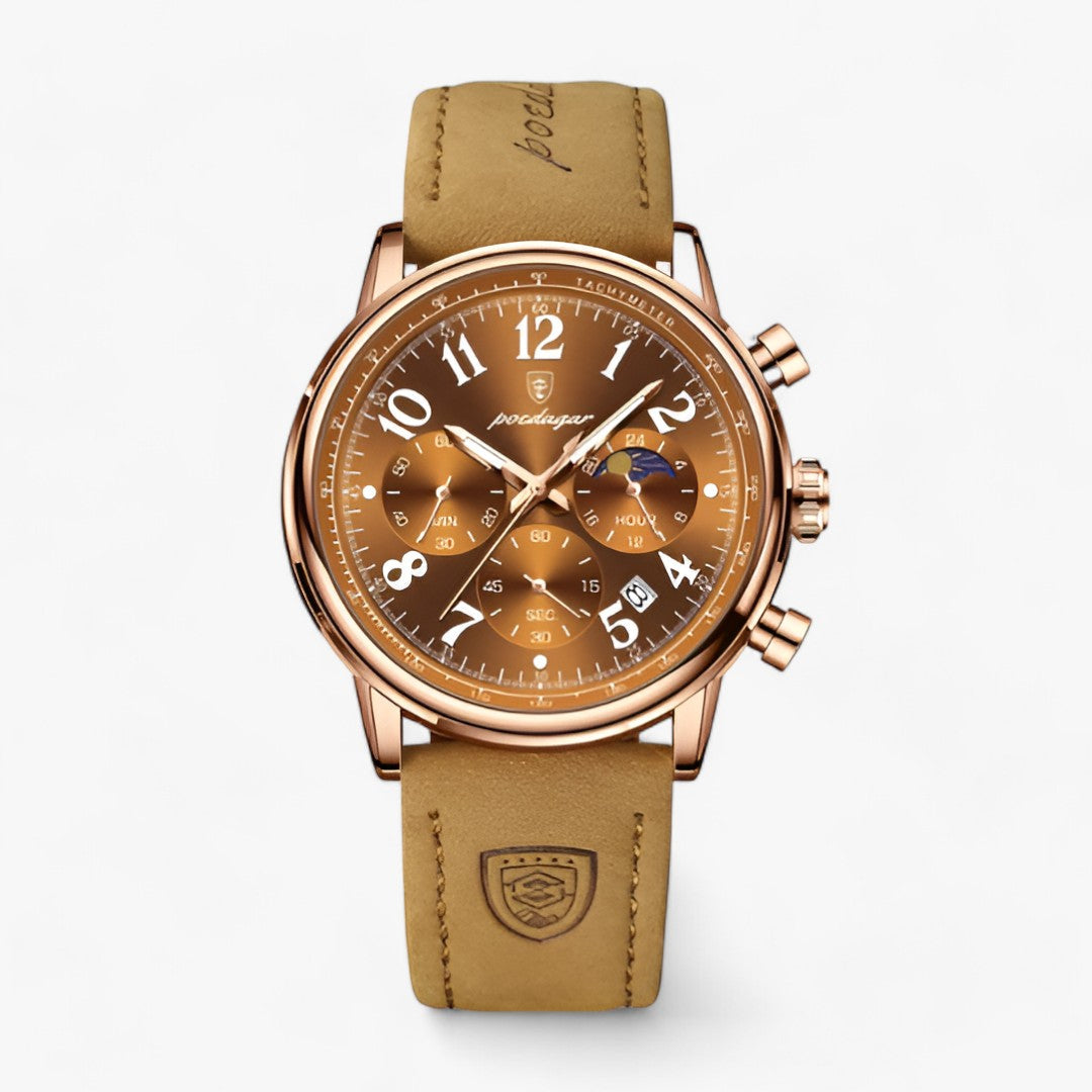 POEDAGAR | Luksuriøs Militær-Sportur - Vandtæt & Luminøs - Roséguld Brun - watches - {{ product_tags }