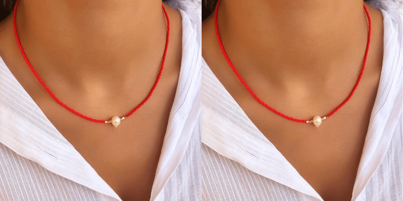 Pocket Pearl™ - Halskæde med naturlige perler 1+1 GRATIS - Rød + rød (1+1 gratis) - women's fashion - {{ product_tags }