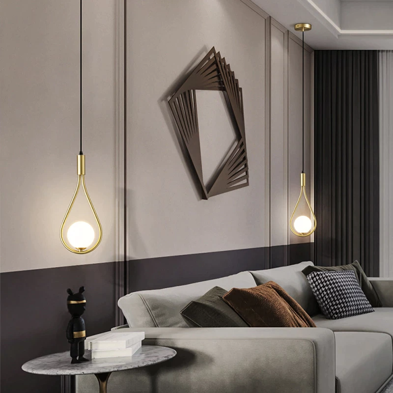 Nowoczesna lampa wisząca nordycka, złota lub czarna 2