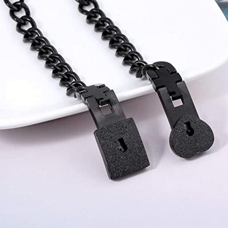 Armbåndssæt med Lås og Nøgle til Par - Rustfrit Stål - - Bracelets - {{ product_tags }