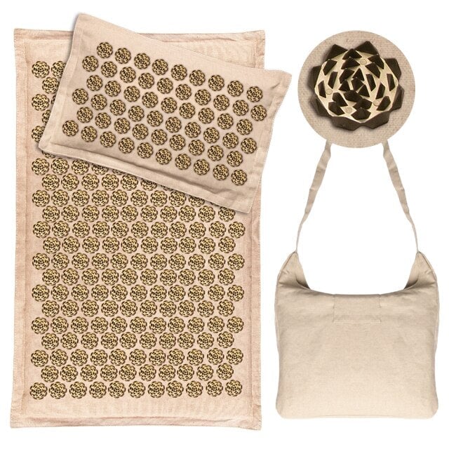 Akupressurmåtte & Pudesæt - 5500 Tryklinjepunkter - Brun - Wellness - {{ product_tags }