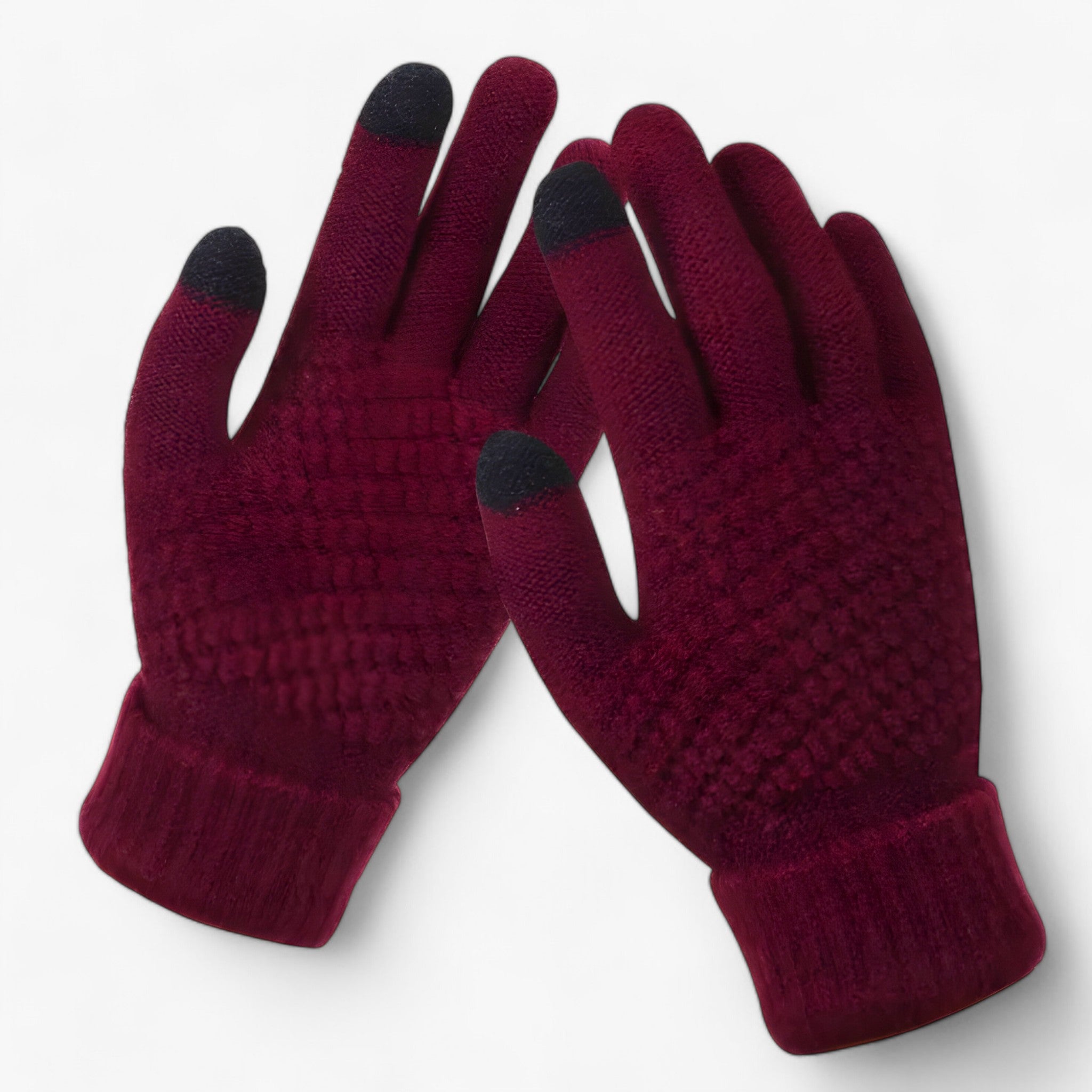 Casey | Plastikhandsker - Helfingersnit og grebsliste til vinteren - vinrød En størrelse - winter - {{ product_tags }