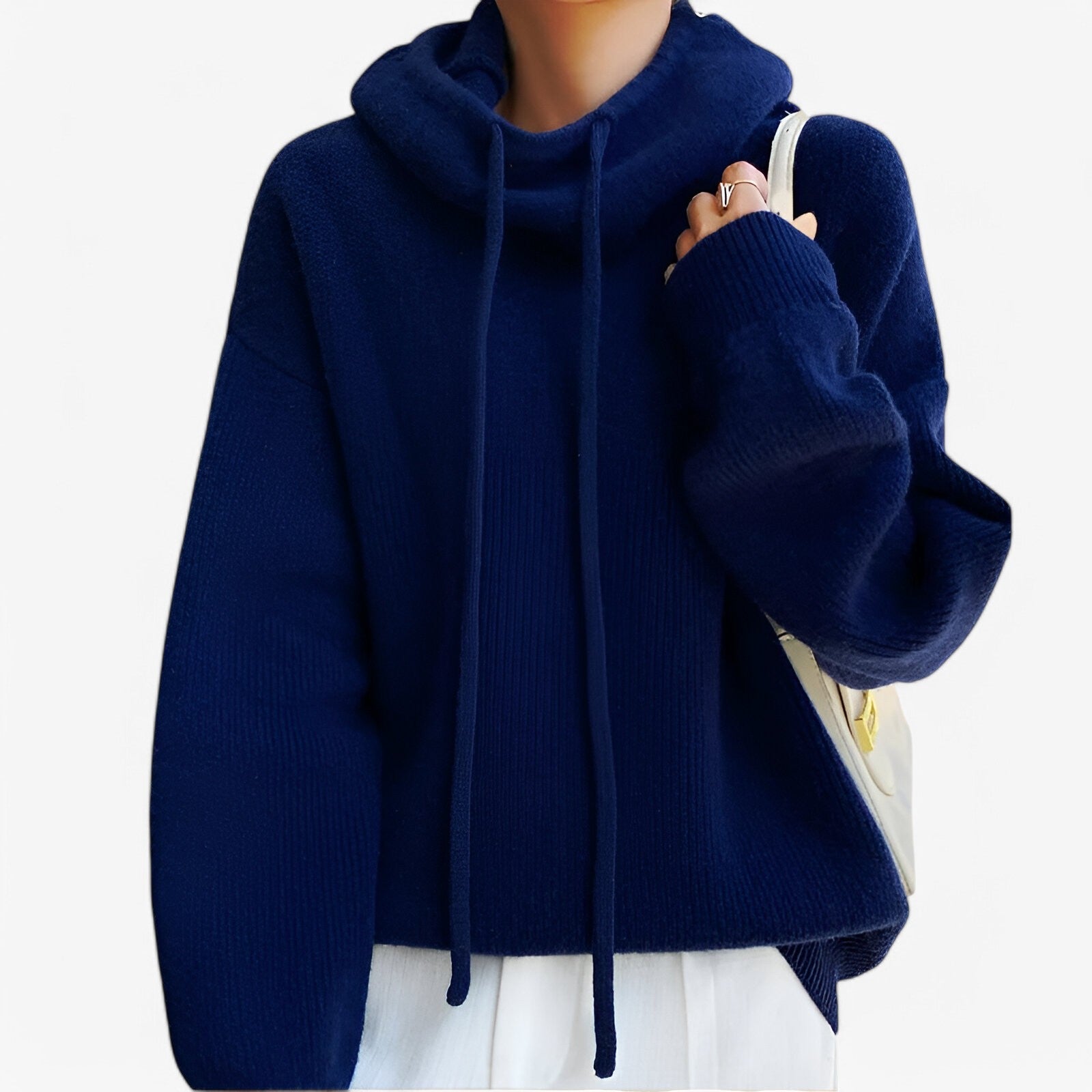 Irene | Striktrøje med høj krave - Elegant og hyggelig - Blå - women's fashion - {{ product_tags }
