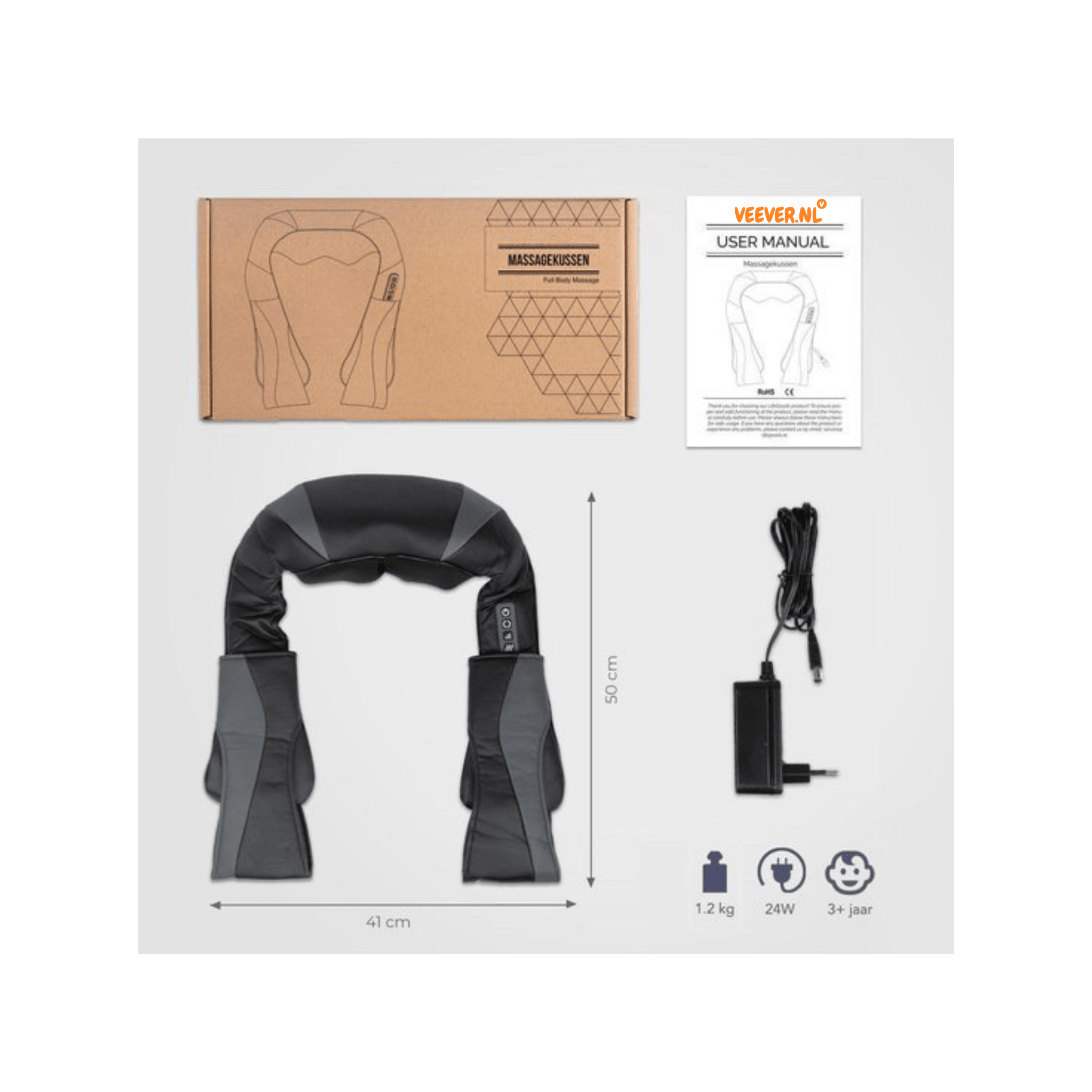 Shiatsu-massagepude - infrarød - nakke- og rygmassageapparat - - Shiatsu-massagepude - infrarød - nakke- og rygmassageapparat- €25 - {{ product_tags }