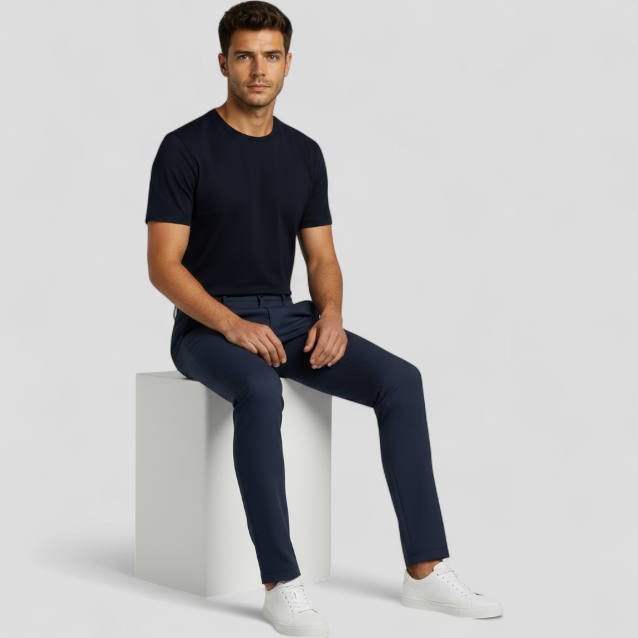 Piero | Herre Slim Fit Bukser med Elastisk Talje - - Bukser - {{ product_tags }