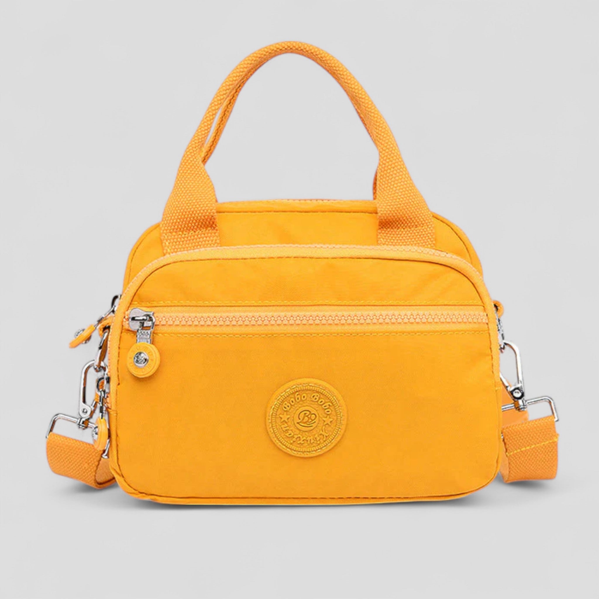 DOUTZEN™ | Ensfarvet, afslappet nylon skuldertaske med lynlås - Gul - DOUTZEN™ | Ensfarvet, afslappet nylon skuldertaske med lynlås - €25 - {{ product_tags }