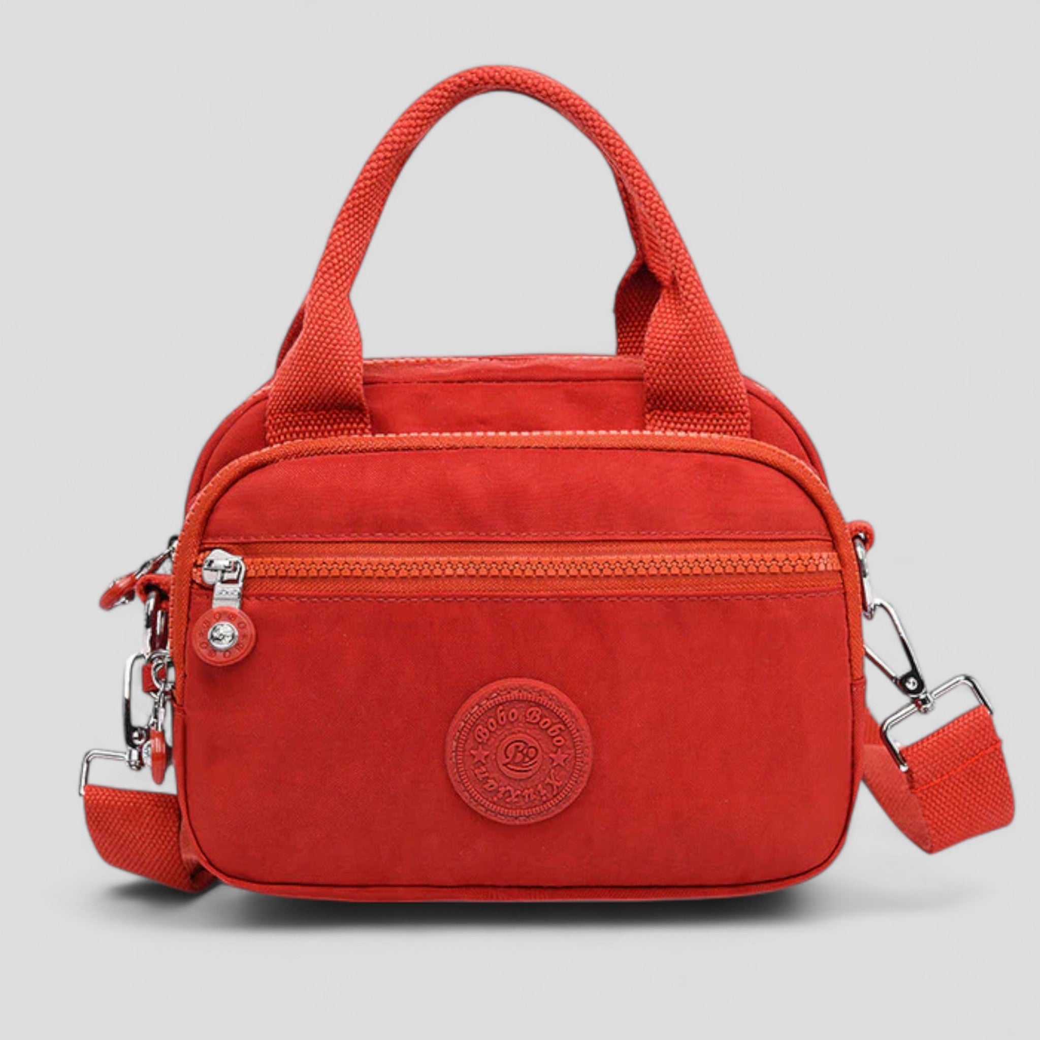 DOUTZEN™ | Ensfarvet, afslappet nylon skuldertaske med lynlås - Orange - DOUTZEN™ | Ensfarvet, afslappet nylon skuldertaske med lynlås - €25 - {{ product_tags }