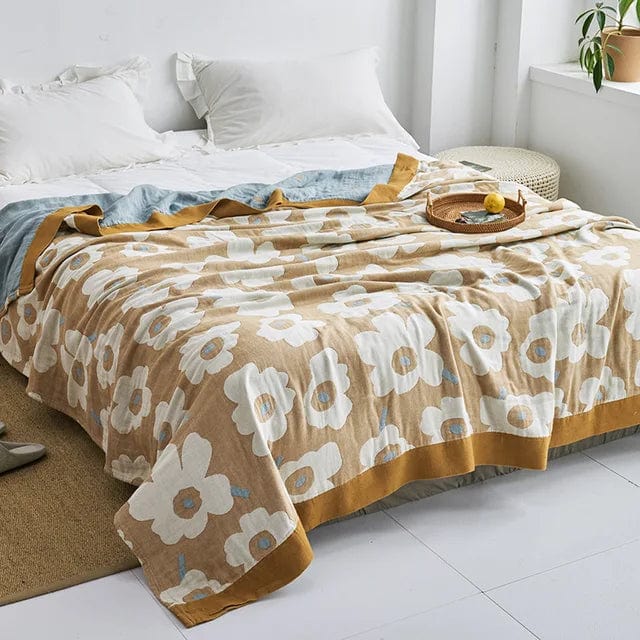 Sloane™ Blødt, strikket dynebetræk - Blomster Brun-Blå-Brun - house & garden - {{ product_tags }